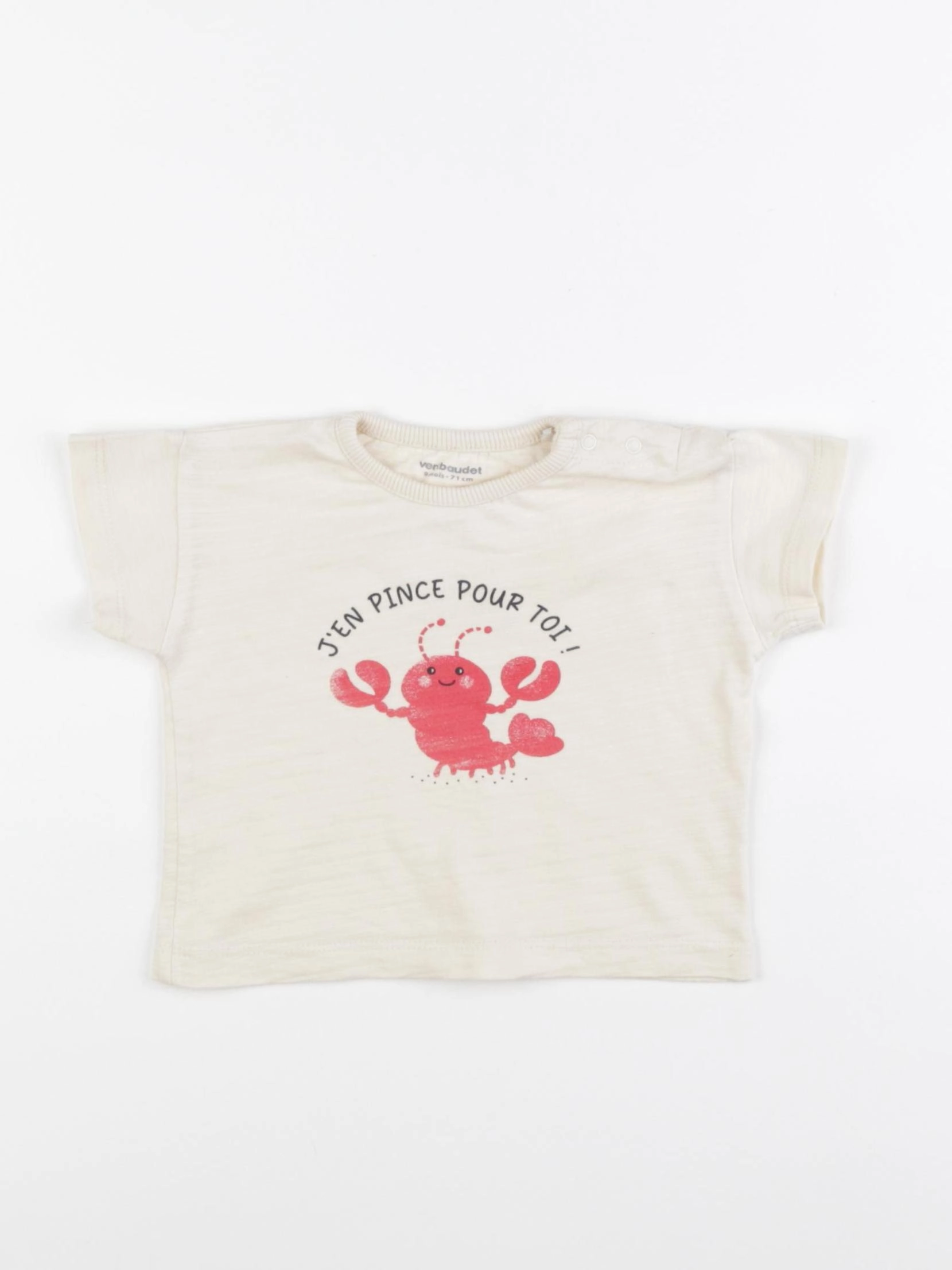 Vertbaudet - tee-shirt beige - 9 mois