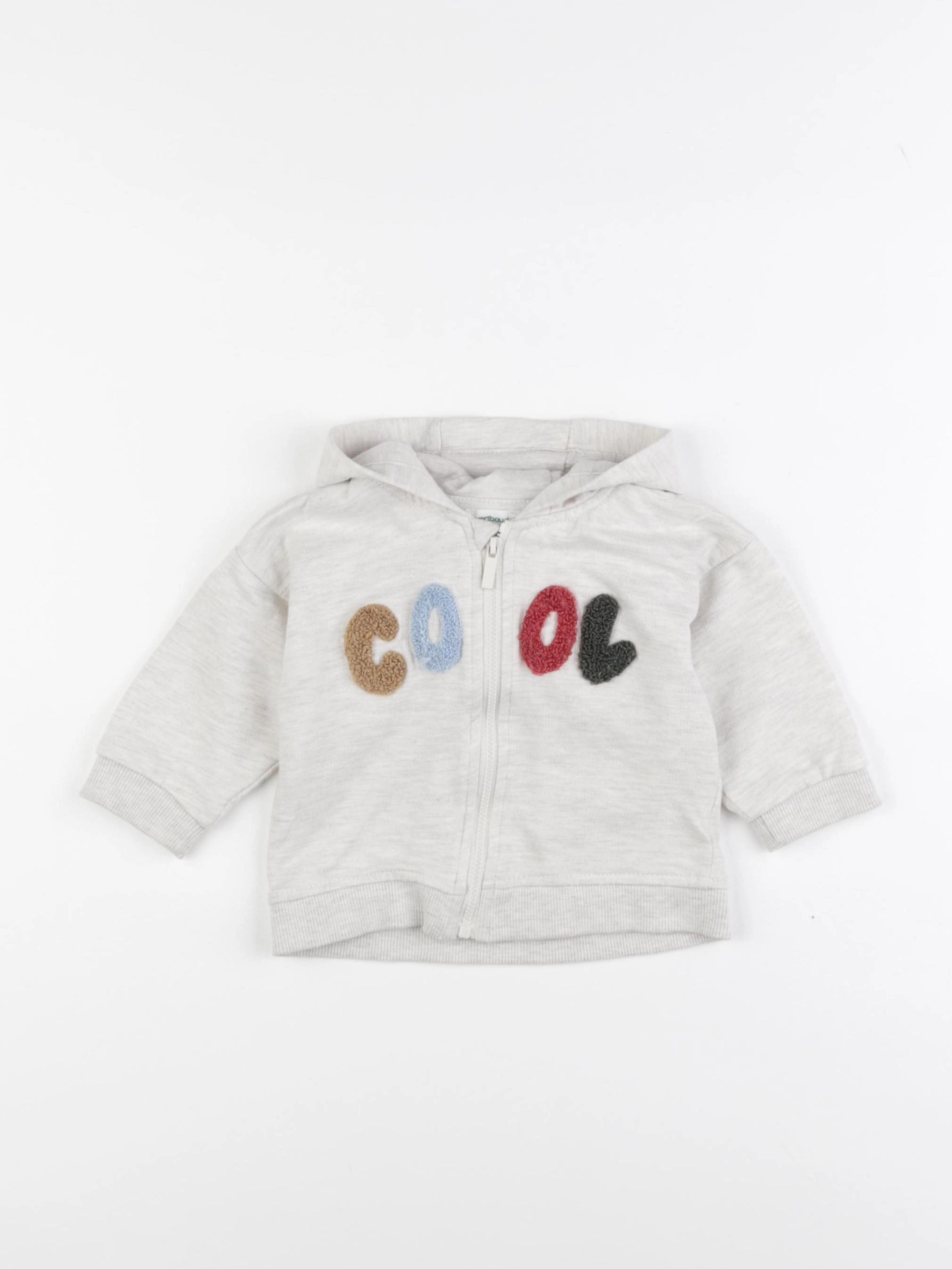 Vertbaudet - sweat beige - 9 mois