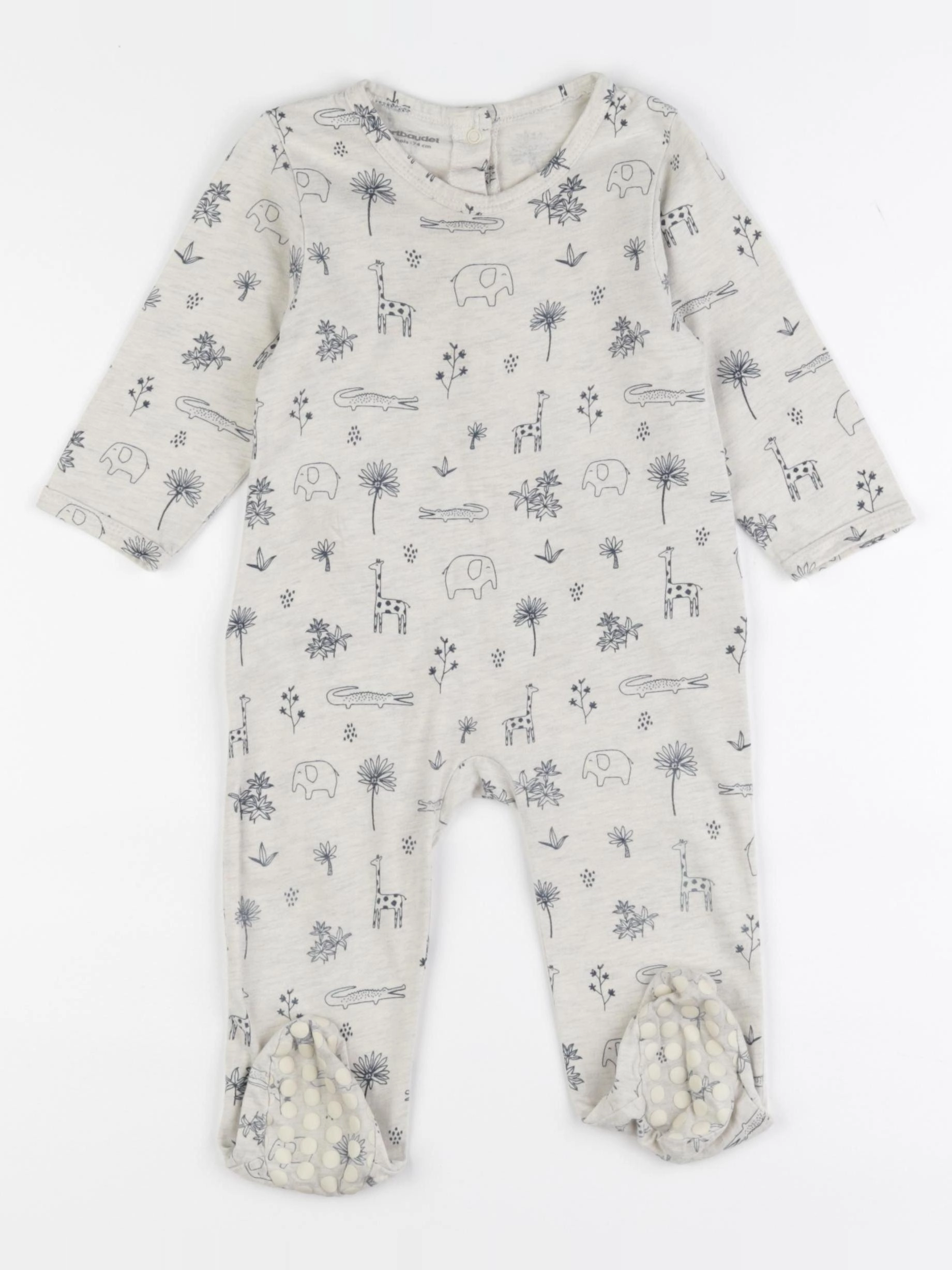 Vertbaudet - pyjama coton bleu, gris - 12 mois