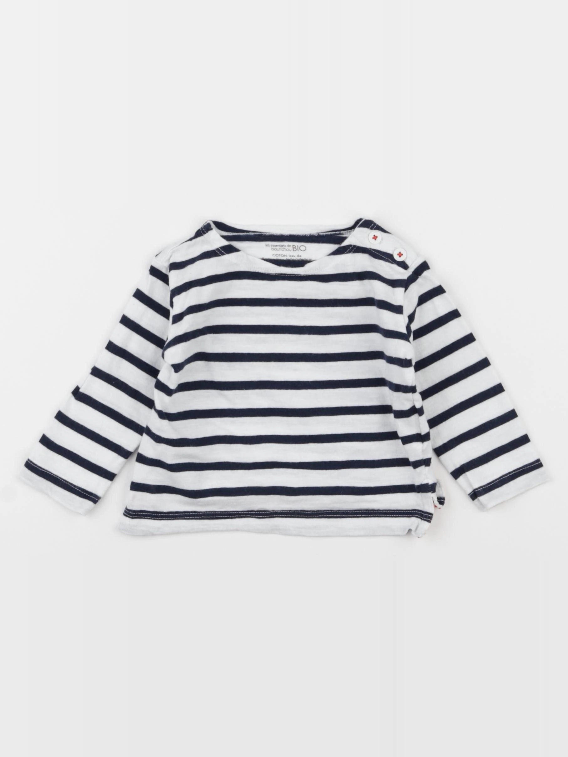 Boutchou - tee-shirt bleu, blanc - 6 mois