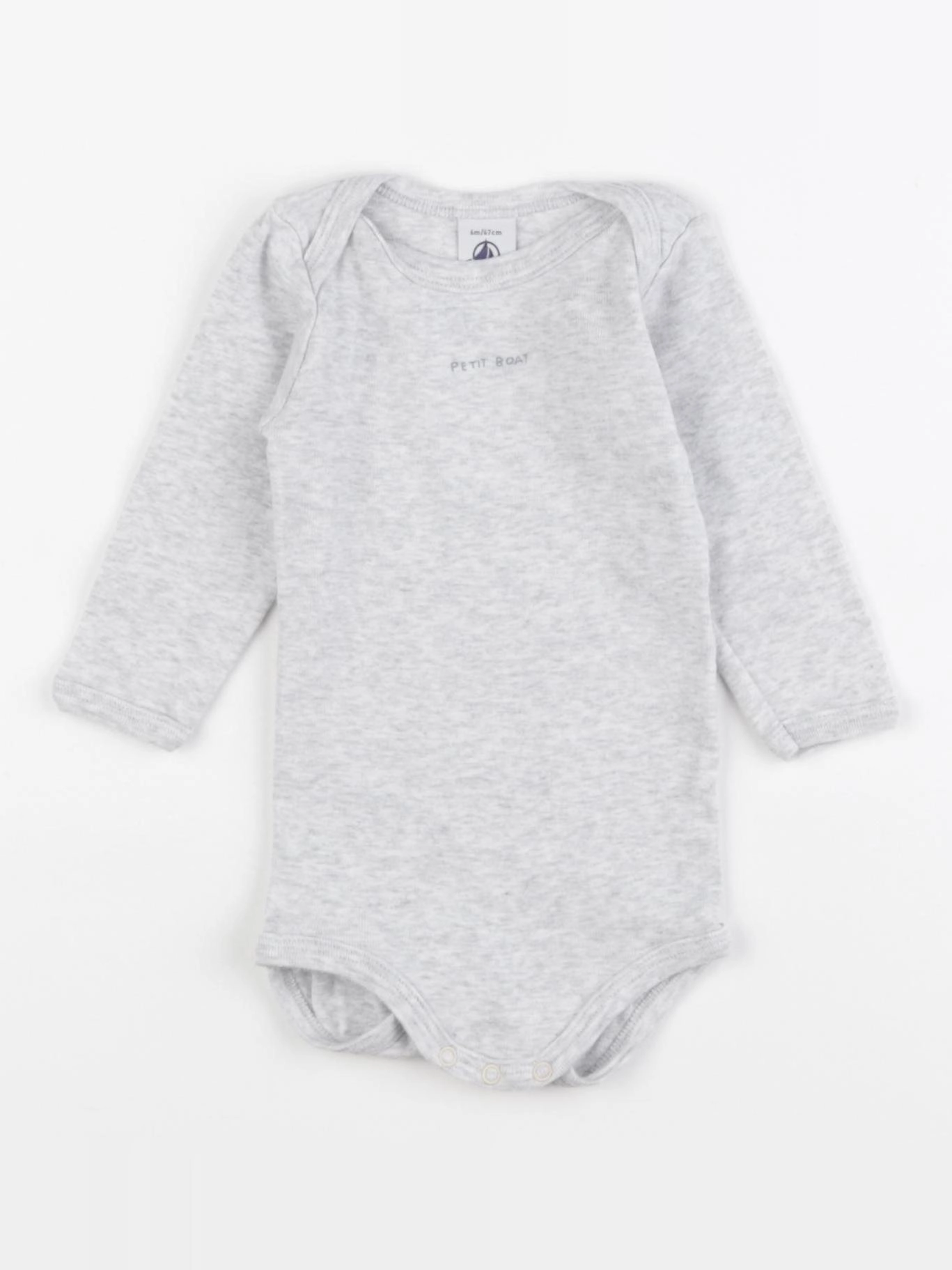 Petit Bateau - body gris - 6 mois
