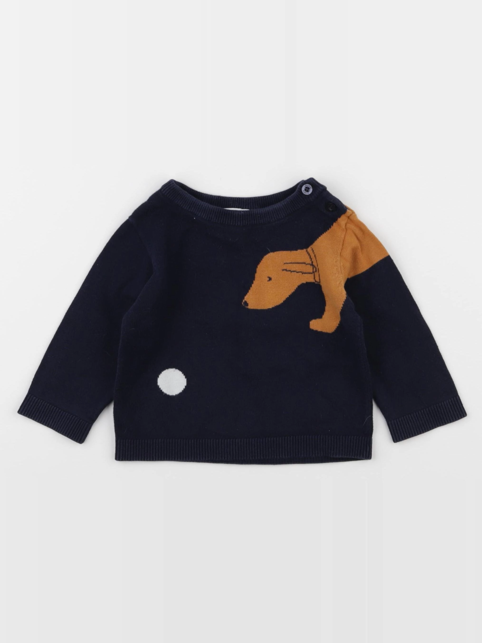 Jacadi - pull bleu, marron - 12 mois