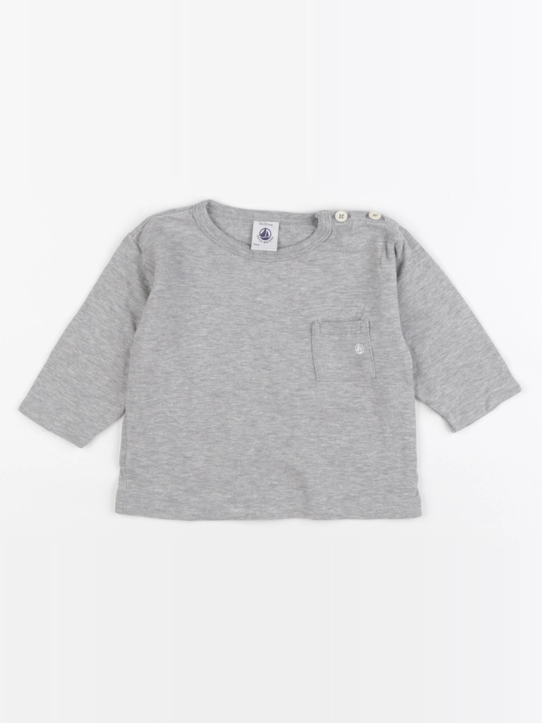 Petit Bateau - tee-shirt gris - 6 mois