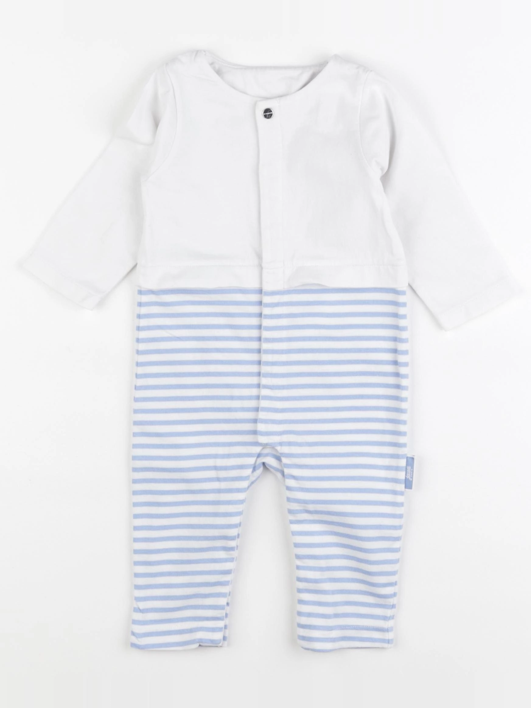 Jacadi - pyjama coton blanc, bleu - 6 mois