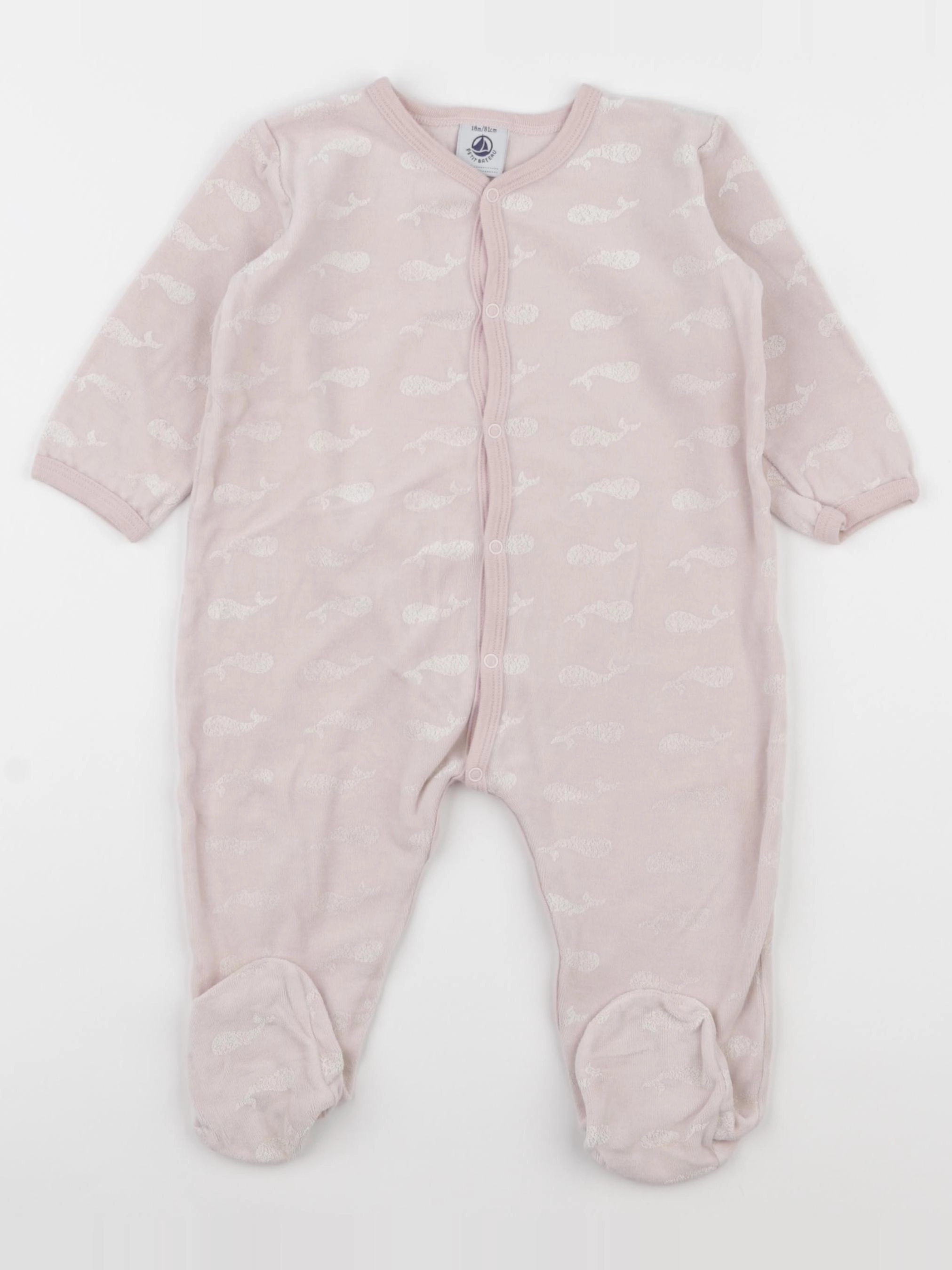 Petit Bateau - pyjama velours rose - 18 mois