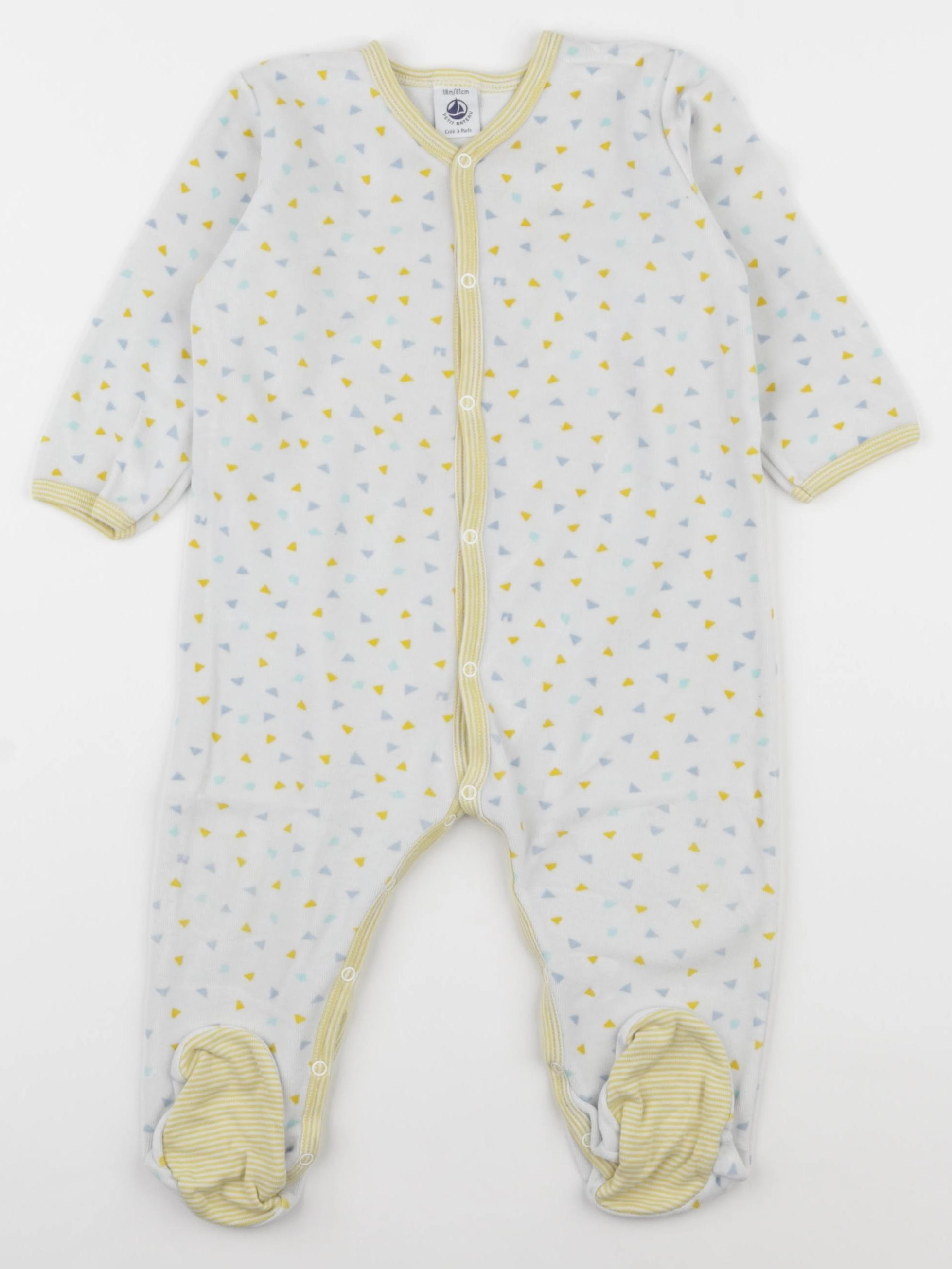 Petit Bateau - pyjama velours blanc - 18 mois