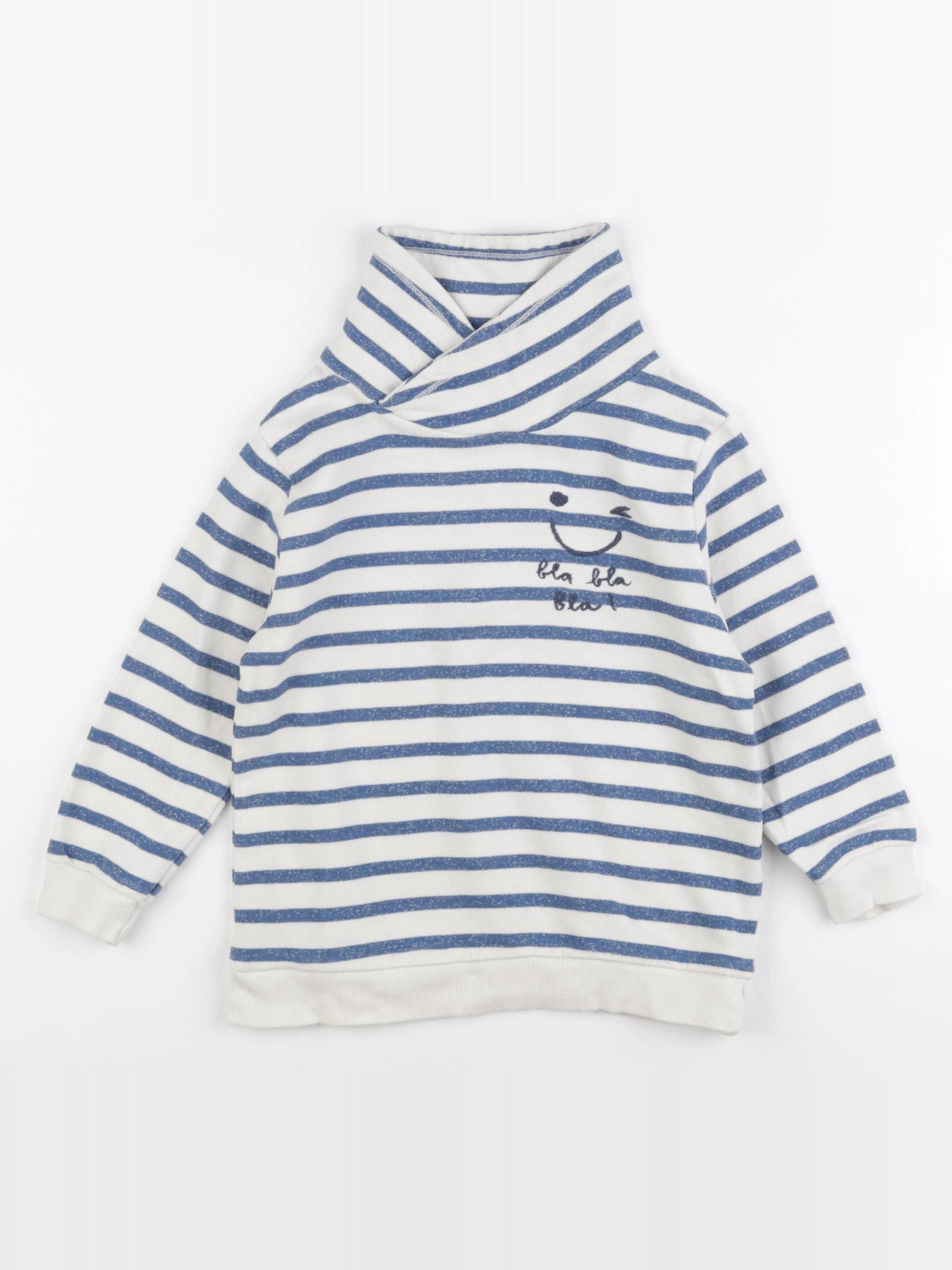 Zara - sweat blanc, bleu - 2/3 ans