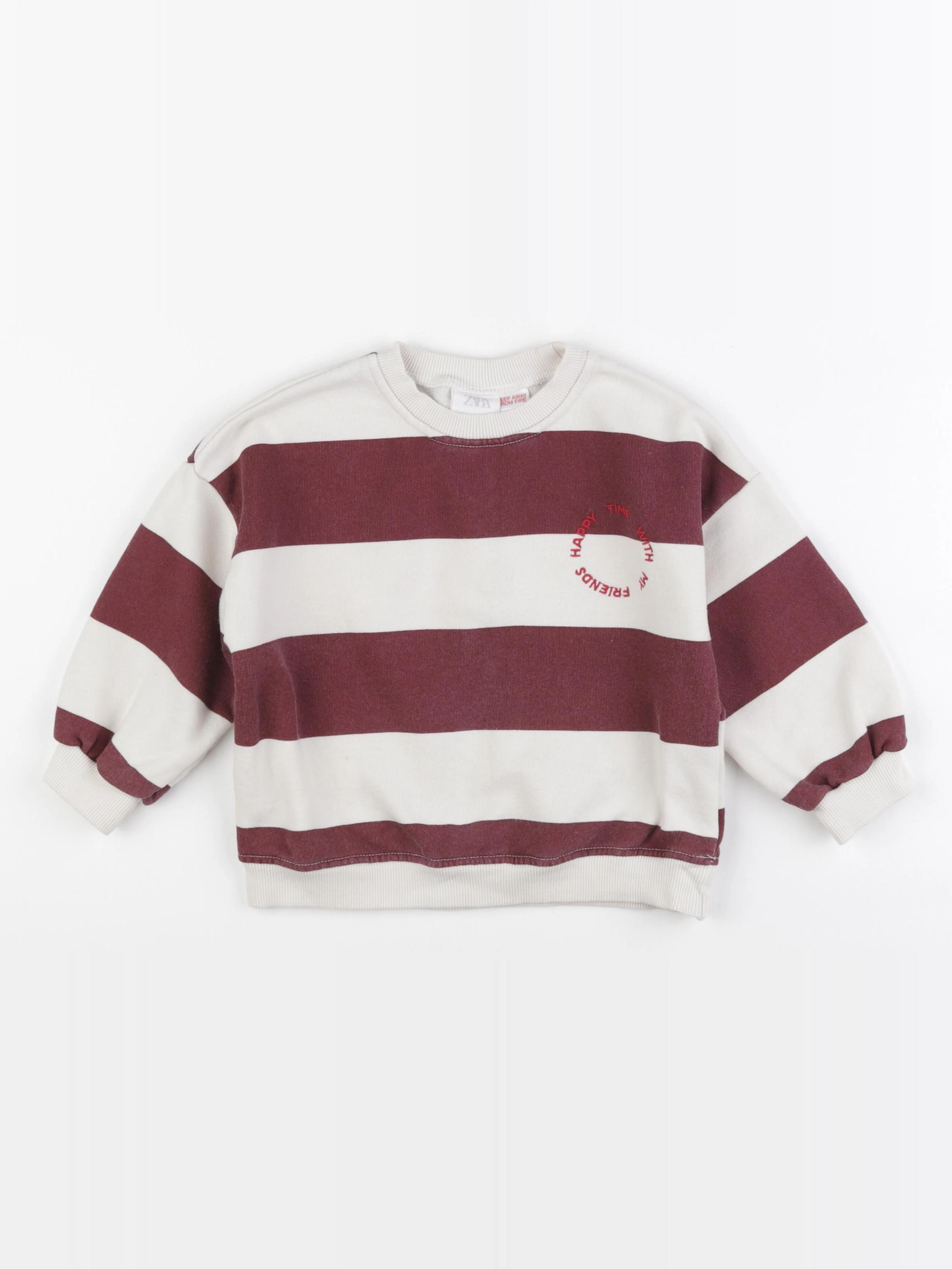 Zara - sweat beige, rouge - 3 ans