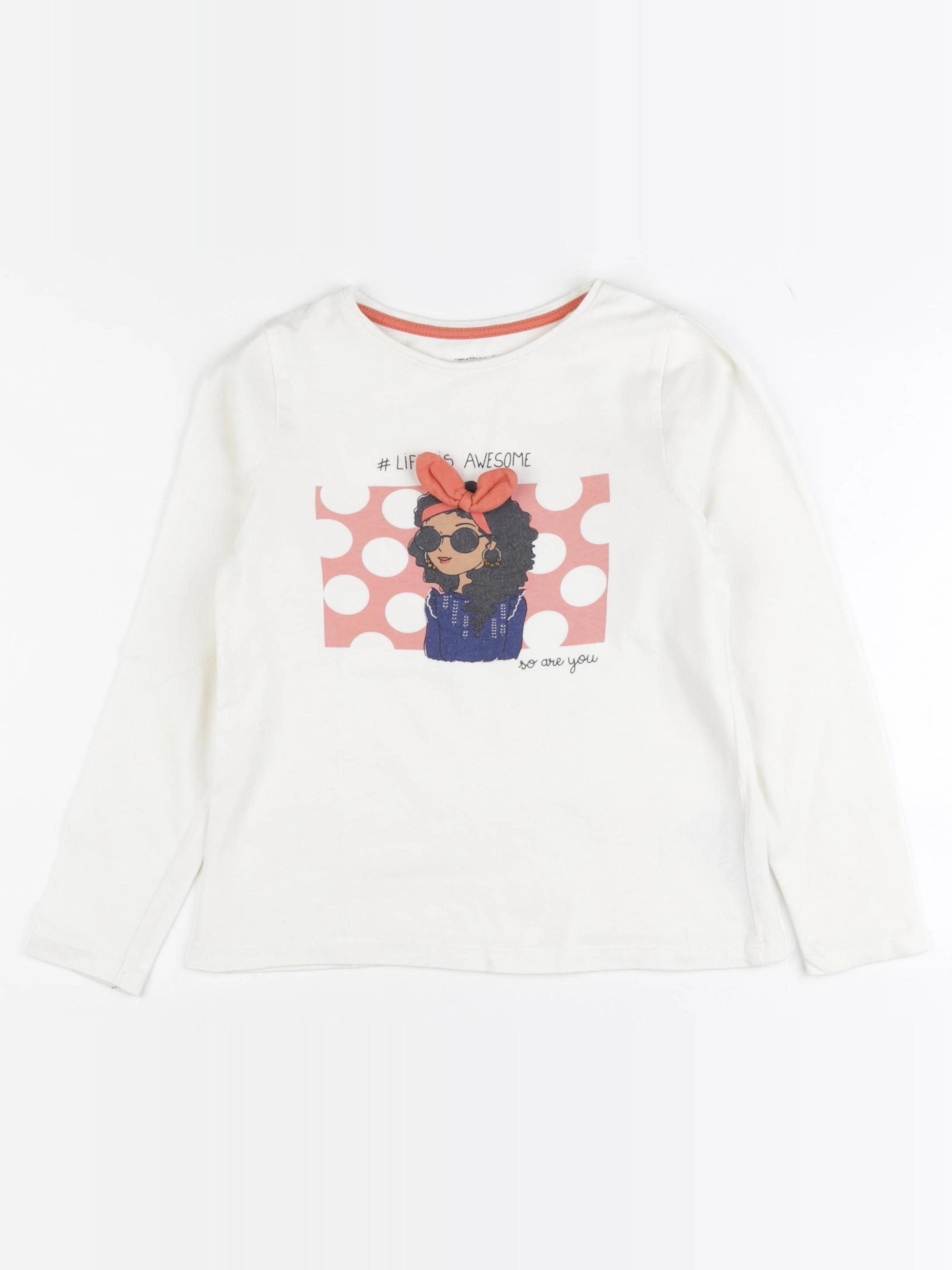 Vertbaudet - tee-shirt blanc - 8 ans