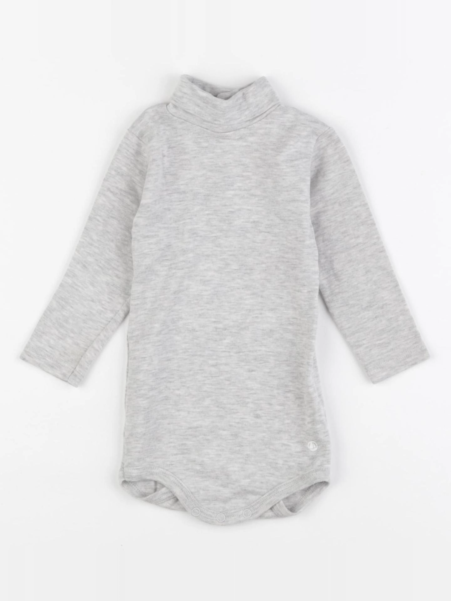 Petit Bateau - body à col gris - 6 mois