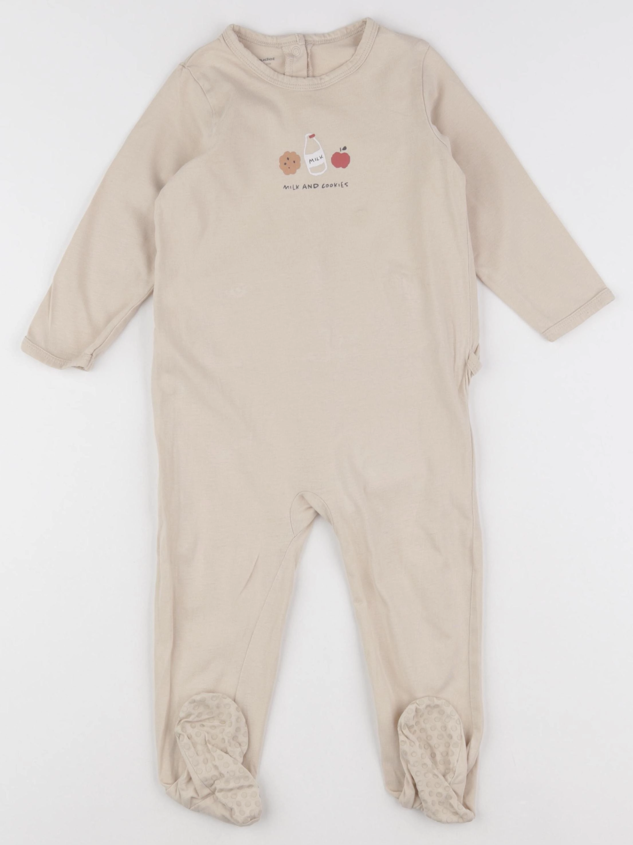 Vertbaudet - pyjama coton beige - 24 mois