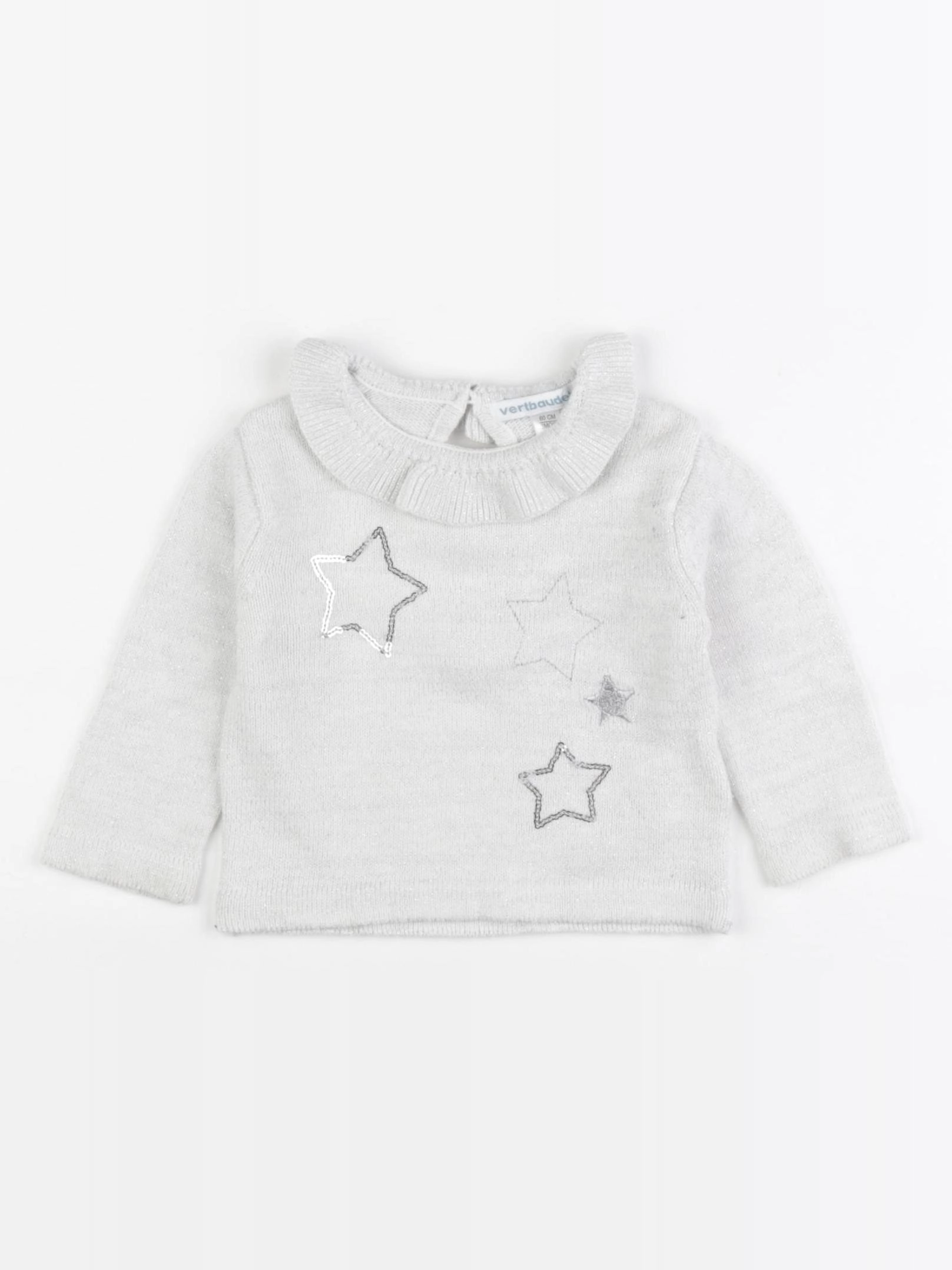 Vertbaudet - pull argent - 3 mois