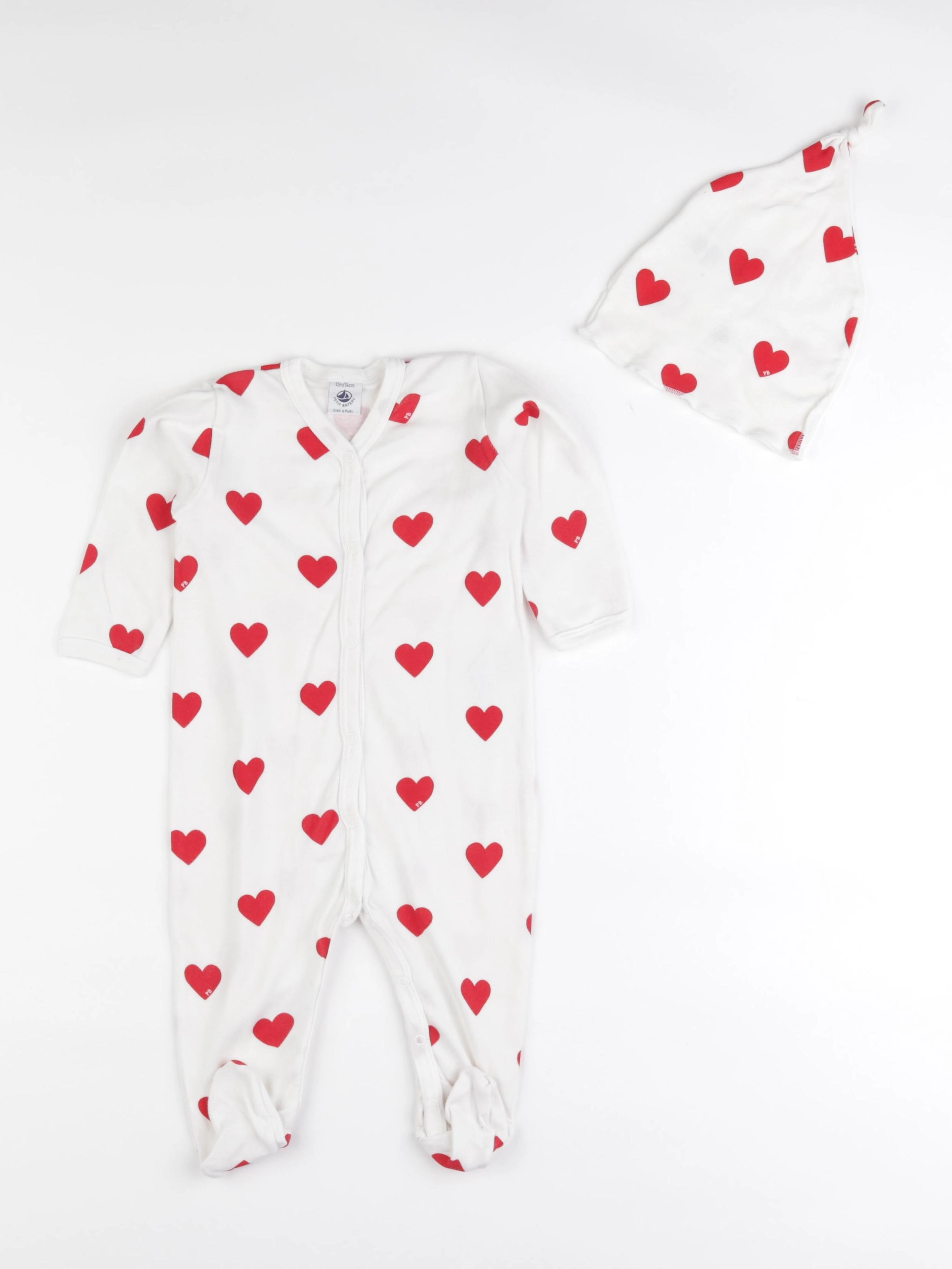 Petit Bateau - pyjama coton blanc - 12 mois