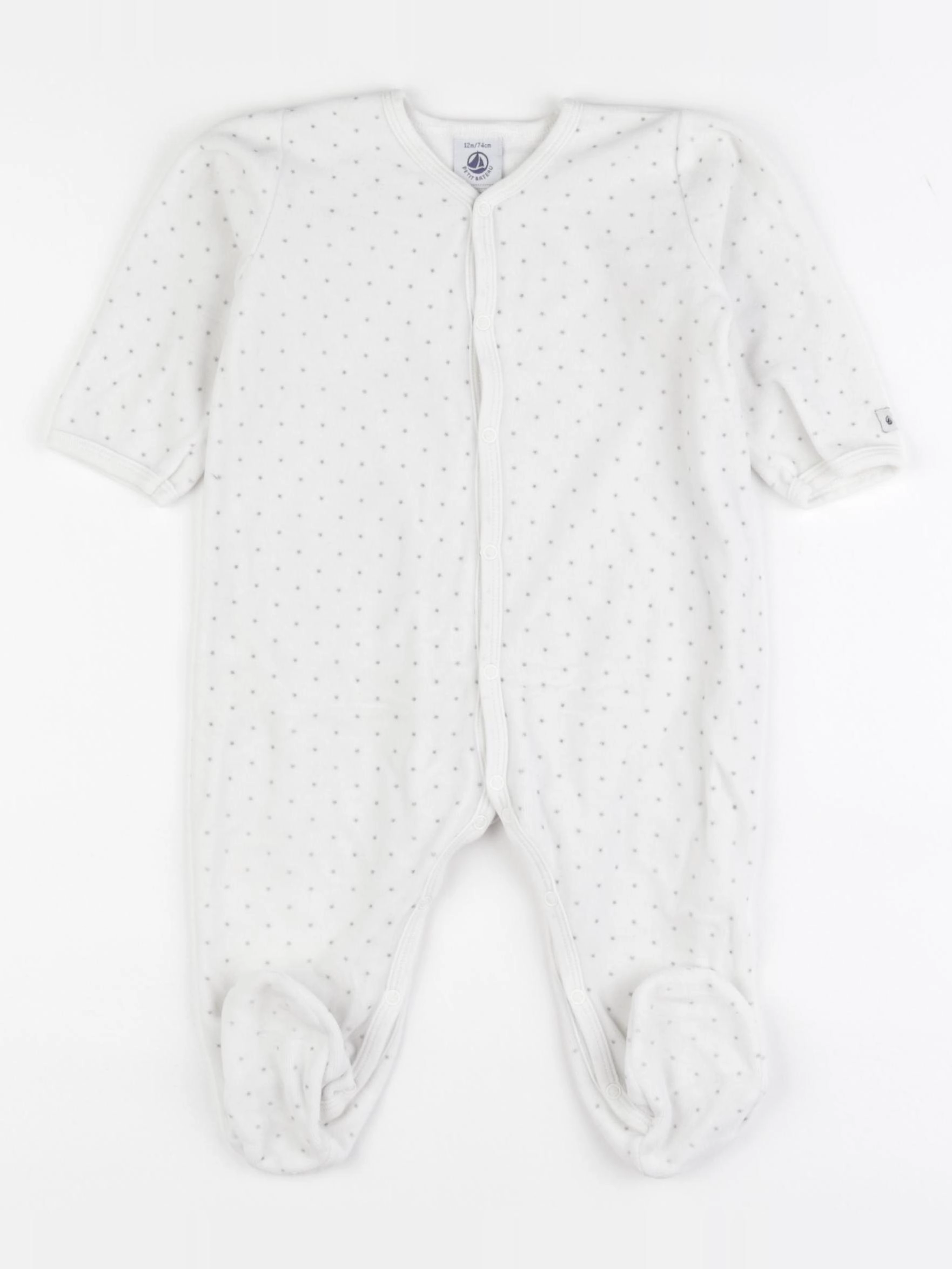 Petit Bateau - pyjama velours blanc - 12 mois