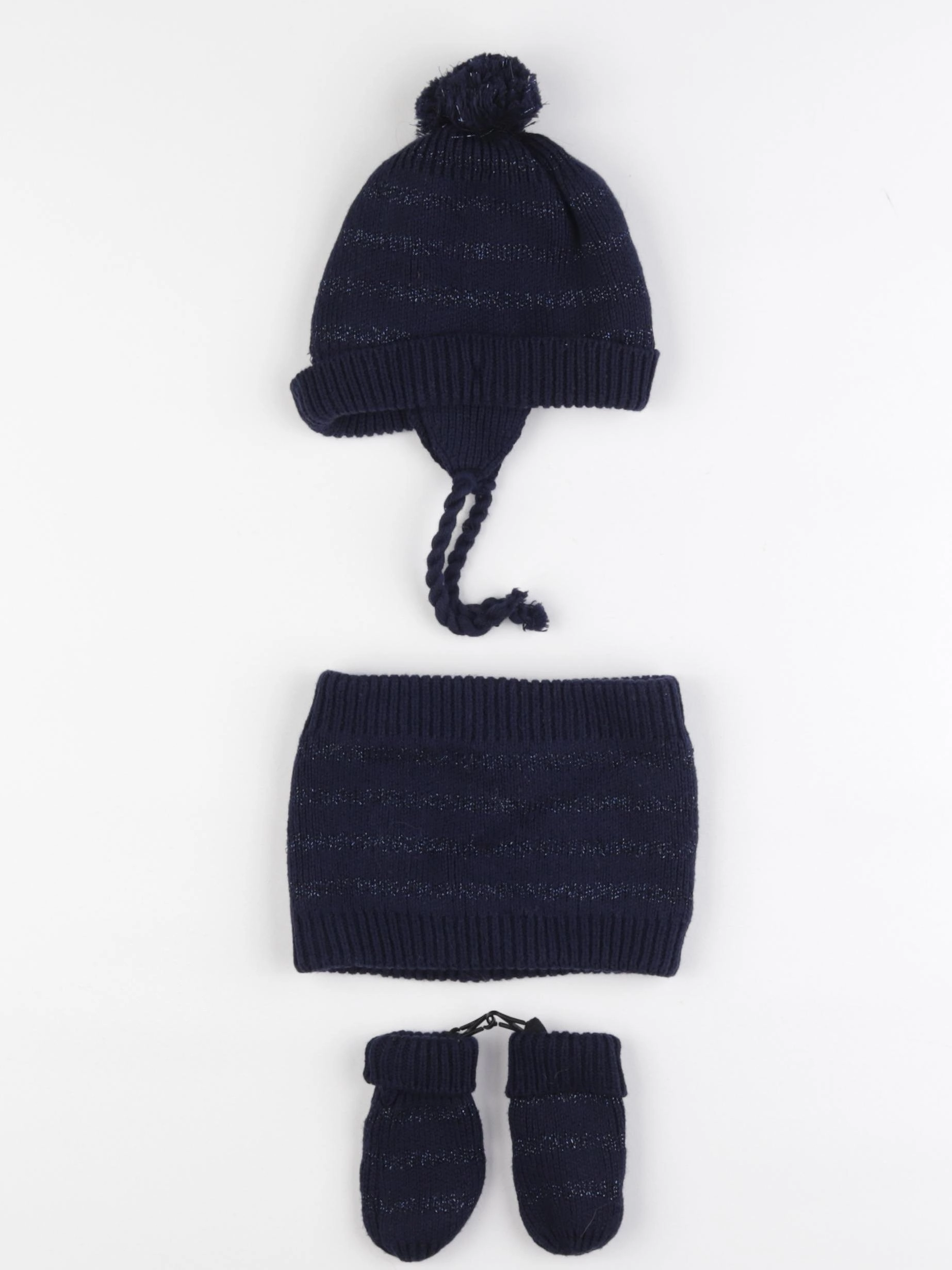 Vertbaudet - ensemble bonnet/moufles/tour de cou bleu - 12/18 mois
