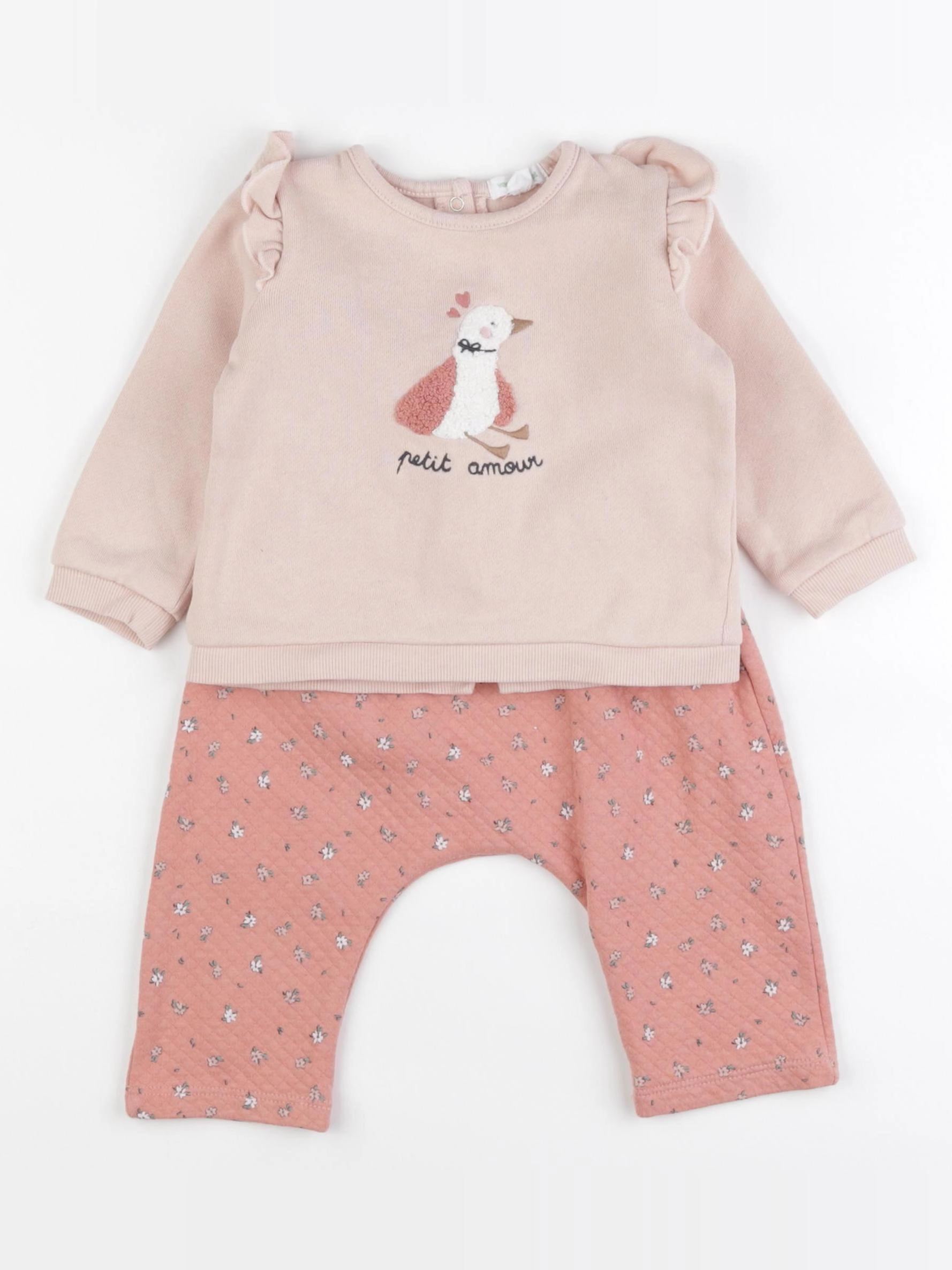 Vertbaudet - ensemble rose - 9 mois