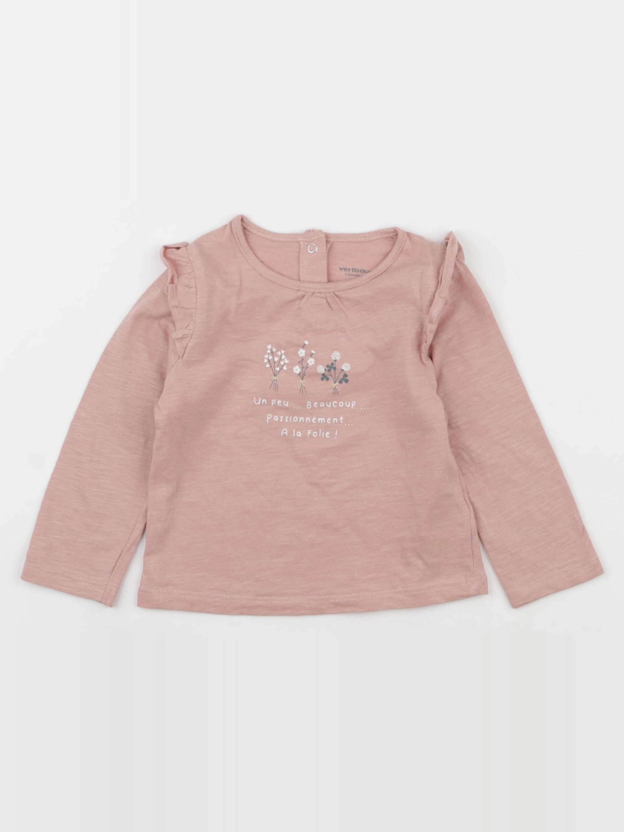 Vertbaudet - tee-shirt rose - 12 mois