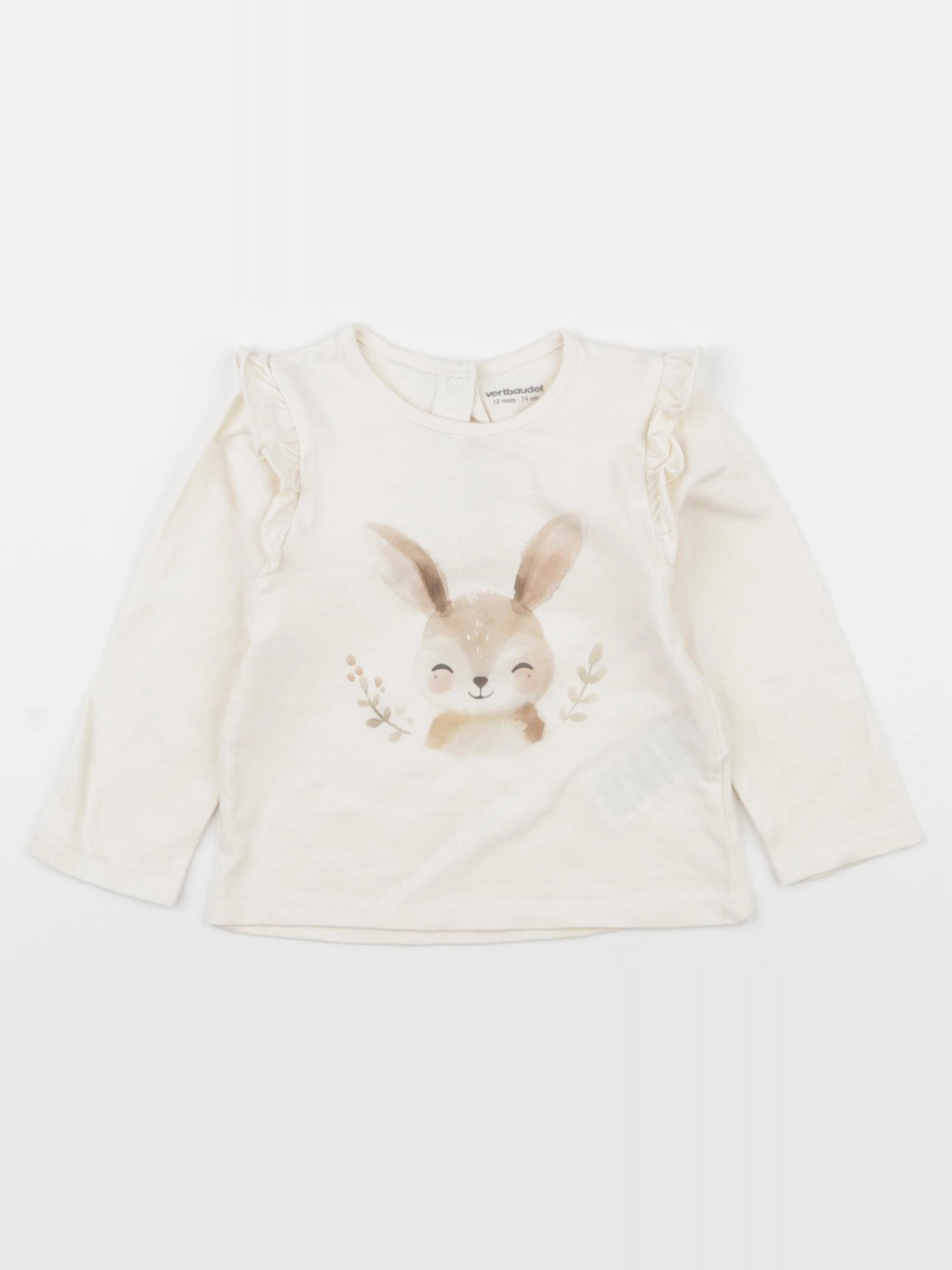 Vertbaudet - tee-shirt beige - 12 mois