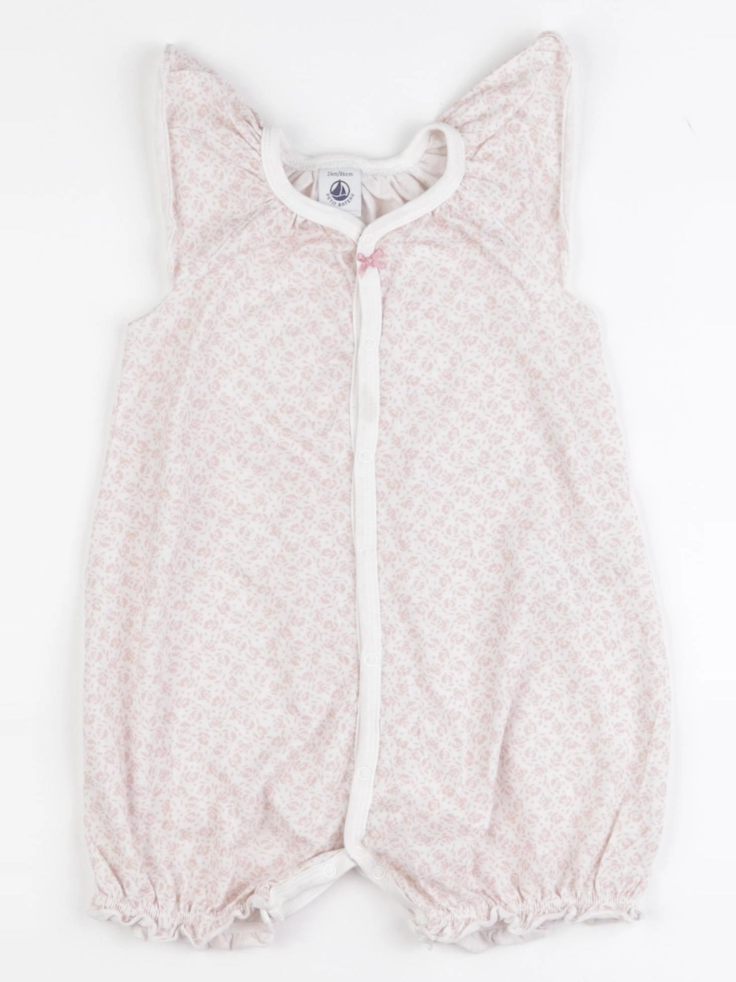 Petit Bateau - pyjama coton blanc, rose - 24 mois