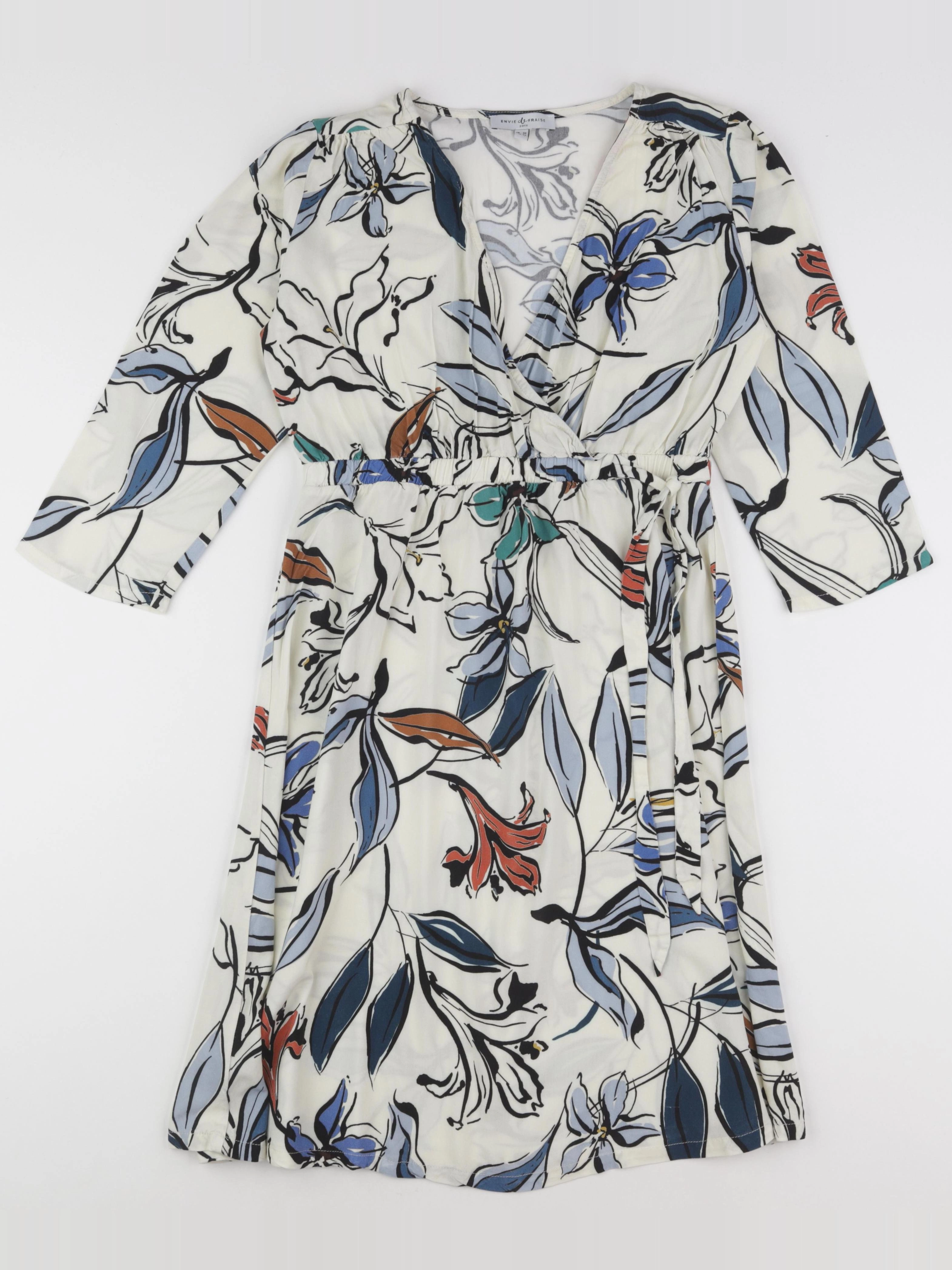 Envie de fraise - robe grossesse, allaitement beige, bleu - 36