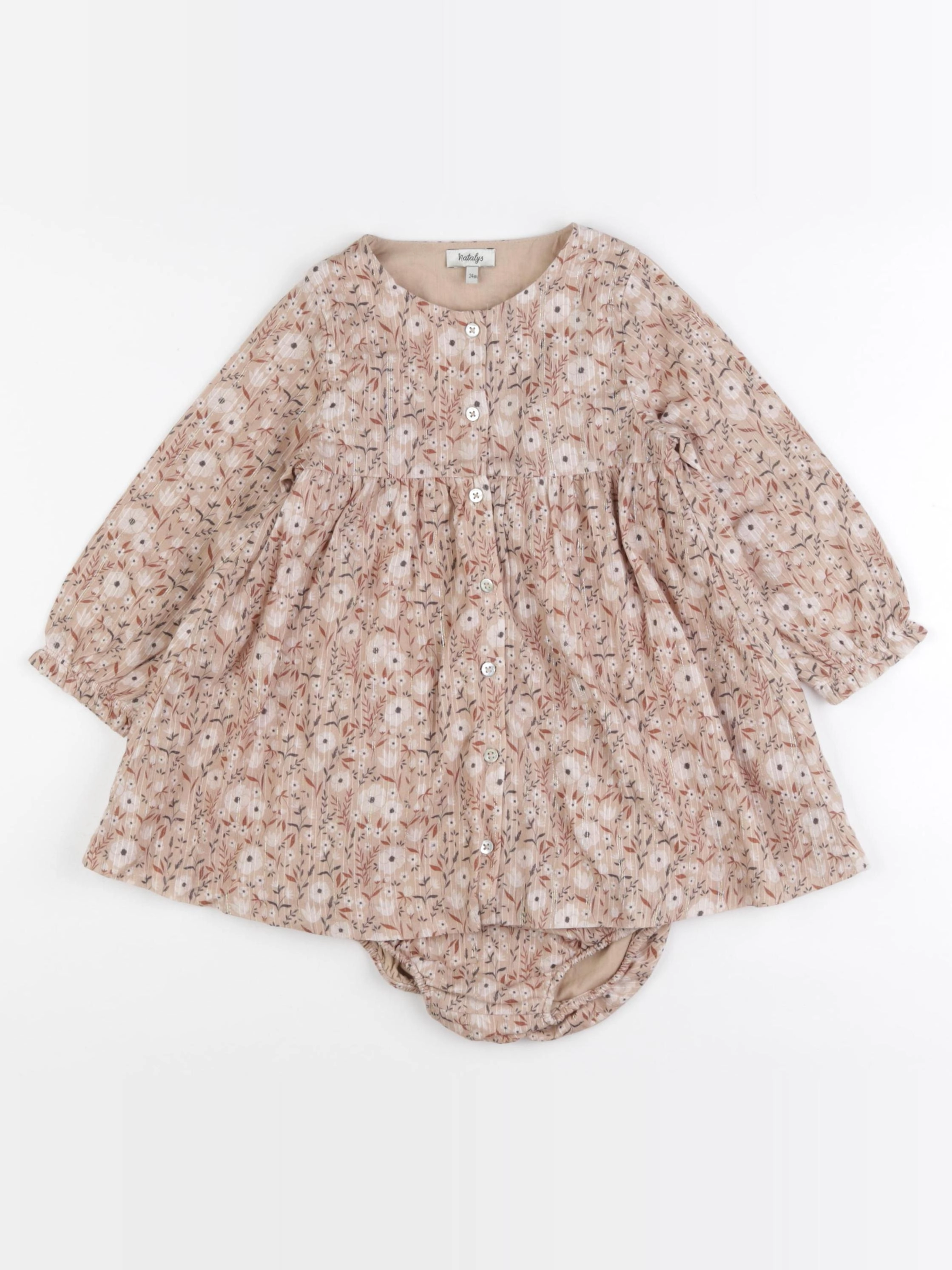 Natalys - robe beige, marron - 24 mois