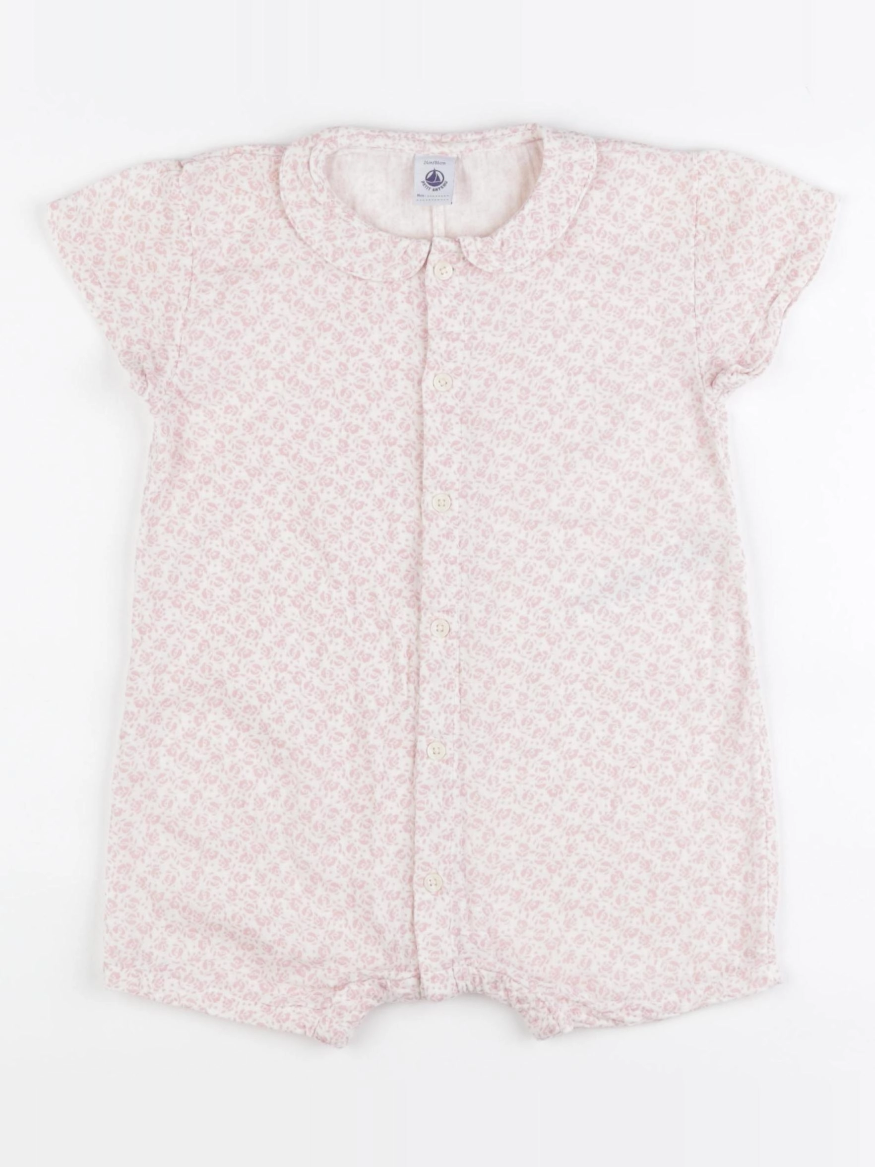 Petit Bateau - combinaison blanc, rose - 24 mois