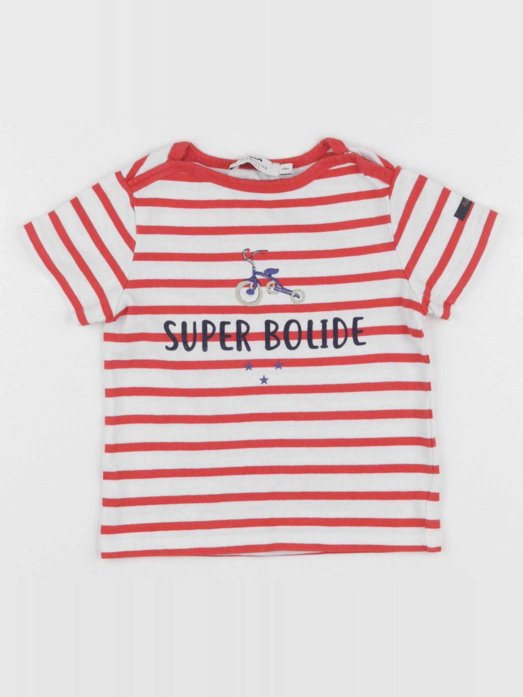 Cyrillus - tee-shirt blanc, rouge - 18 mois