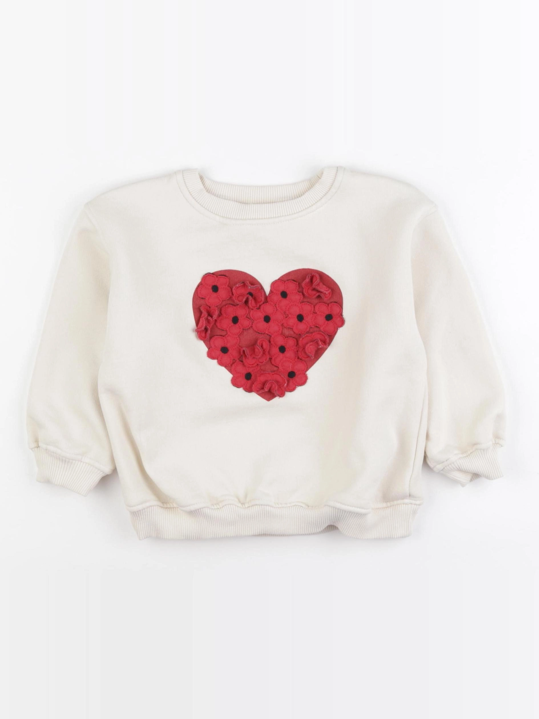 Zara - sweat beige, rouge - 3 ans