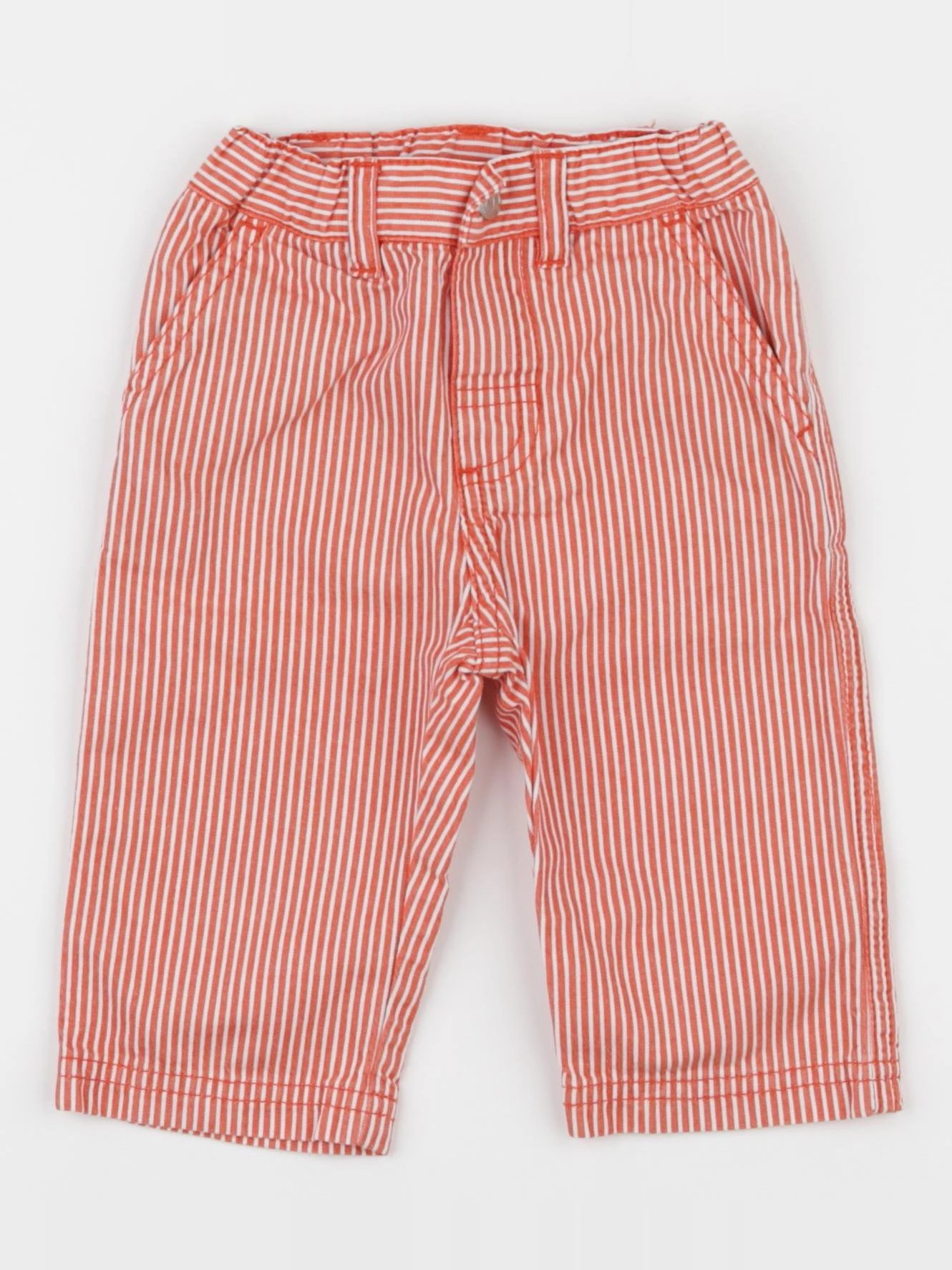 Petit Bateau - pantalon blanc, rouge - 6 mois