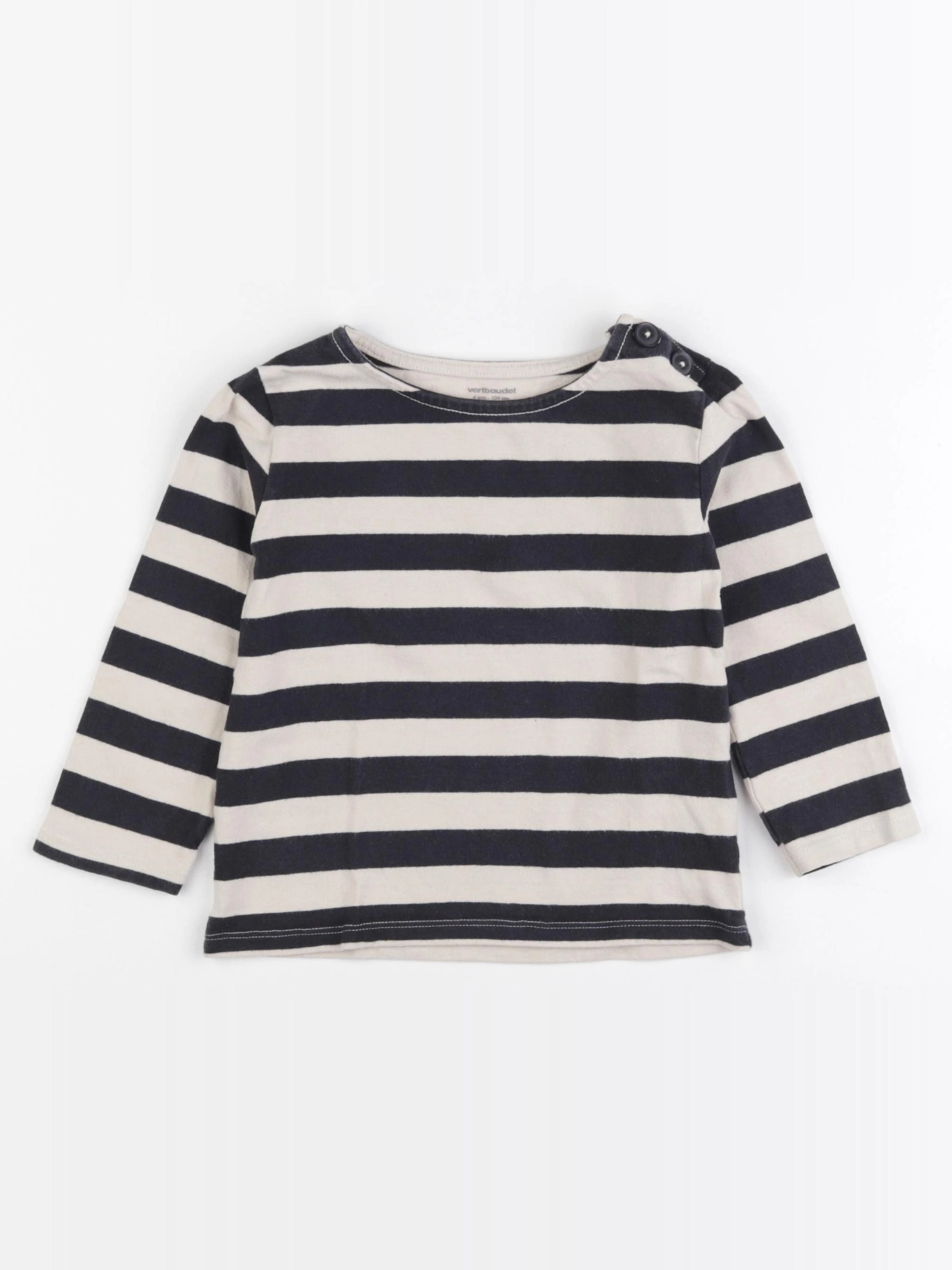 Vertbaudet - tee-shirt beige, bleu - 4 ans