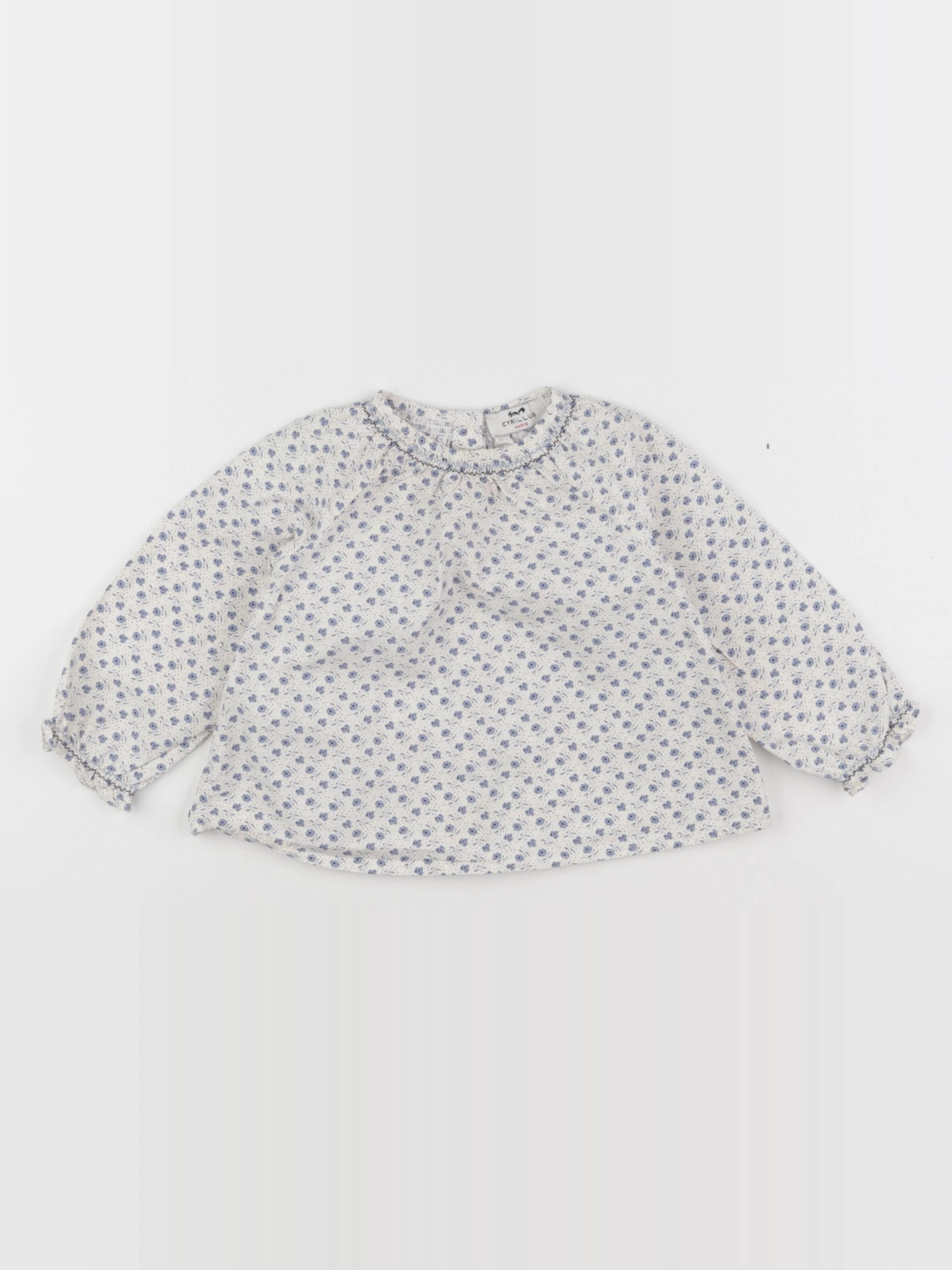Cyrillus - blouse blanc, bleu - 18 mois