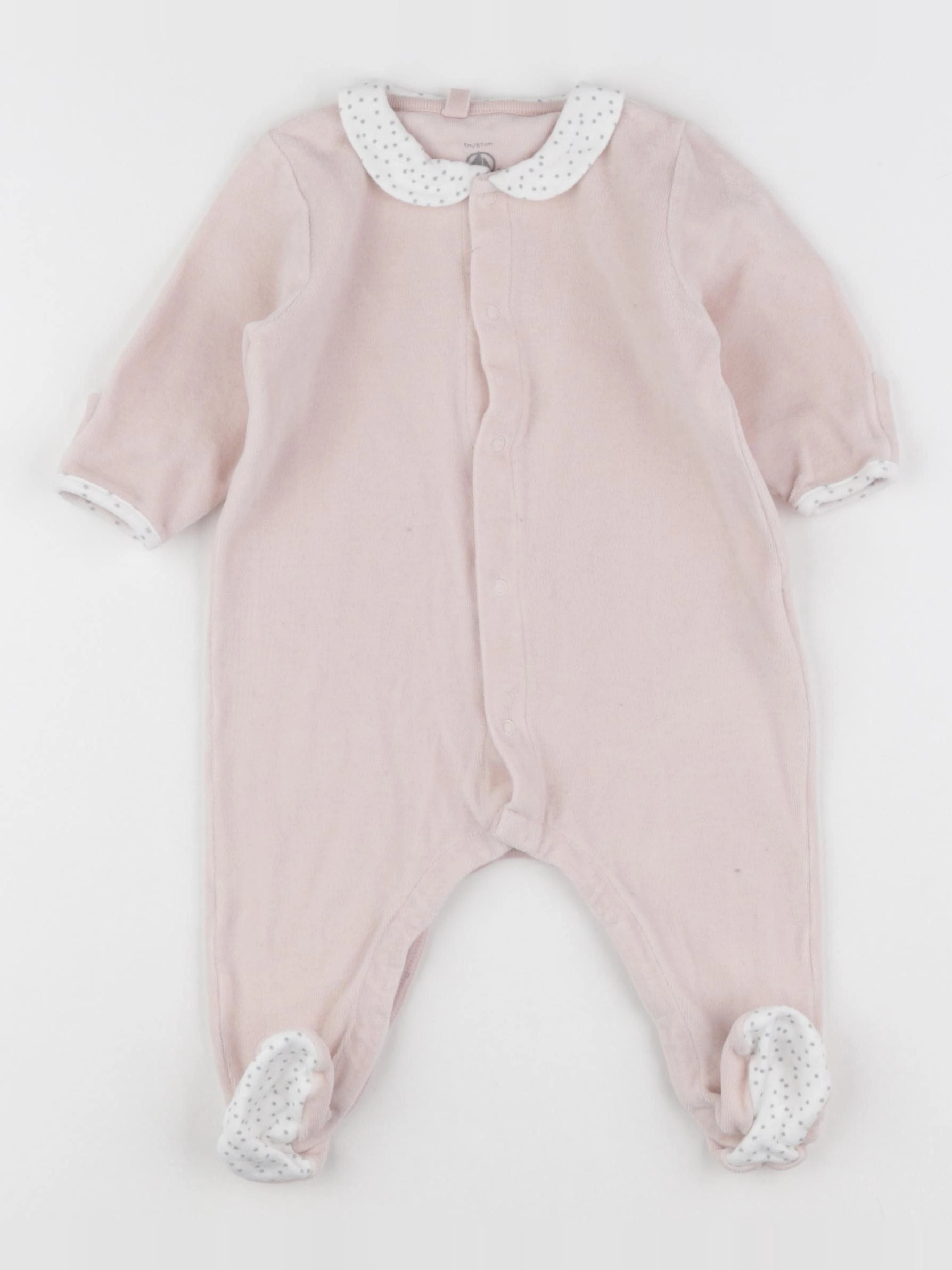 Petit Bateau - pyjama velours rose - 6 mois