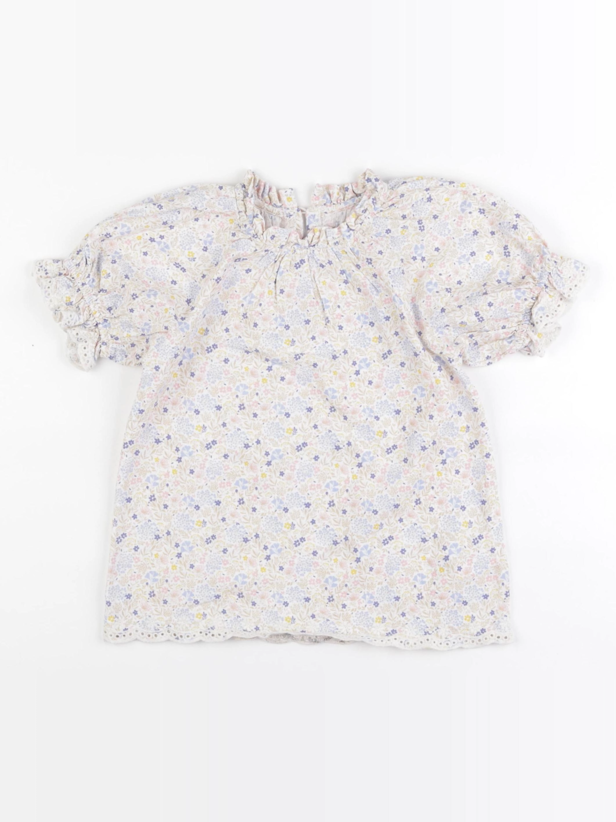 Vertbaudet - blouse bleu, jaune, rose - 7 ans