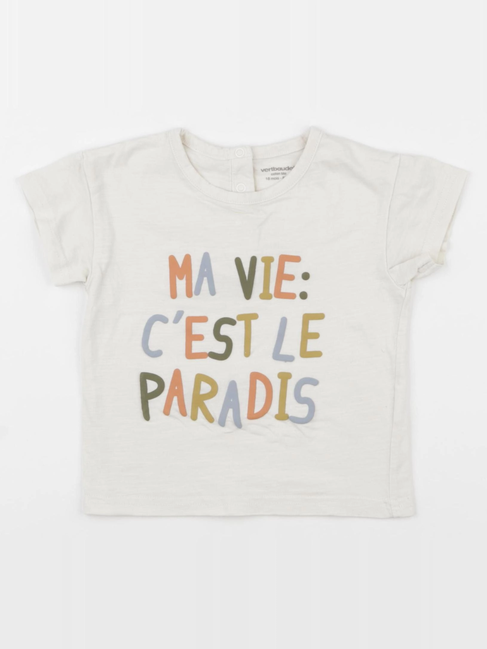 Vertbaudet - tee-shirt beige - 18 mois