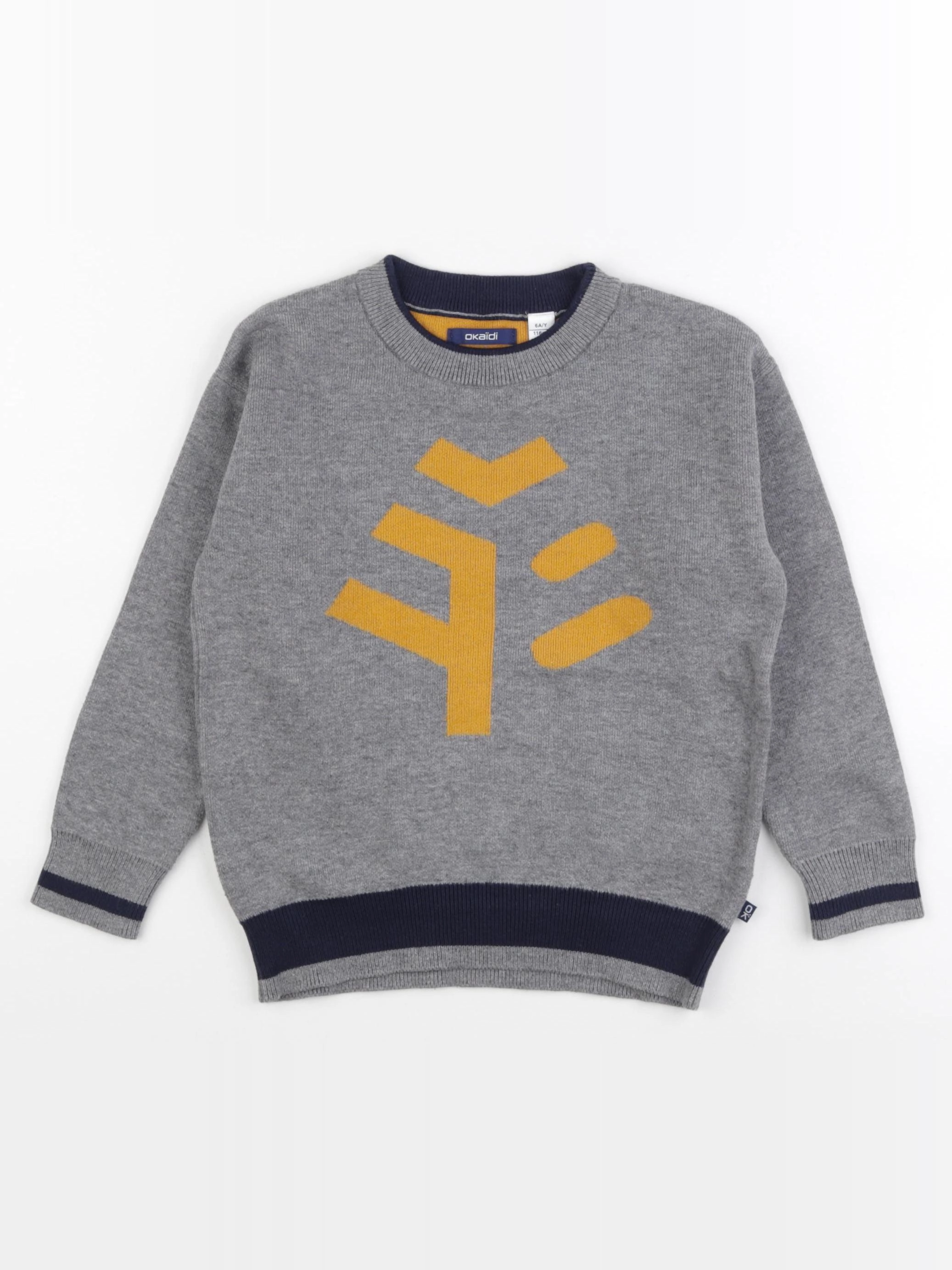 Okaidi - pull gris - 6 ans