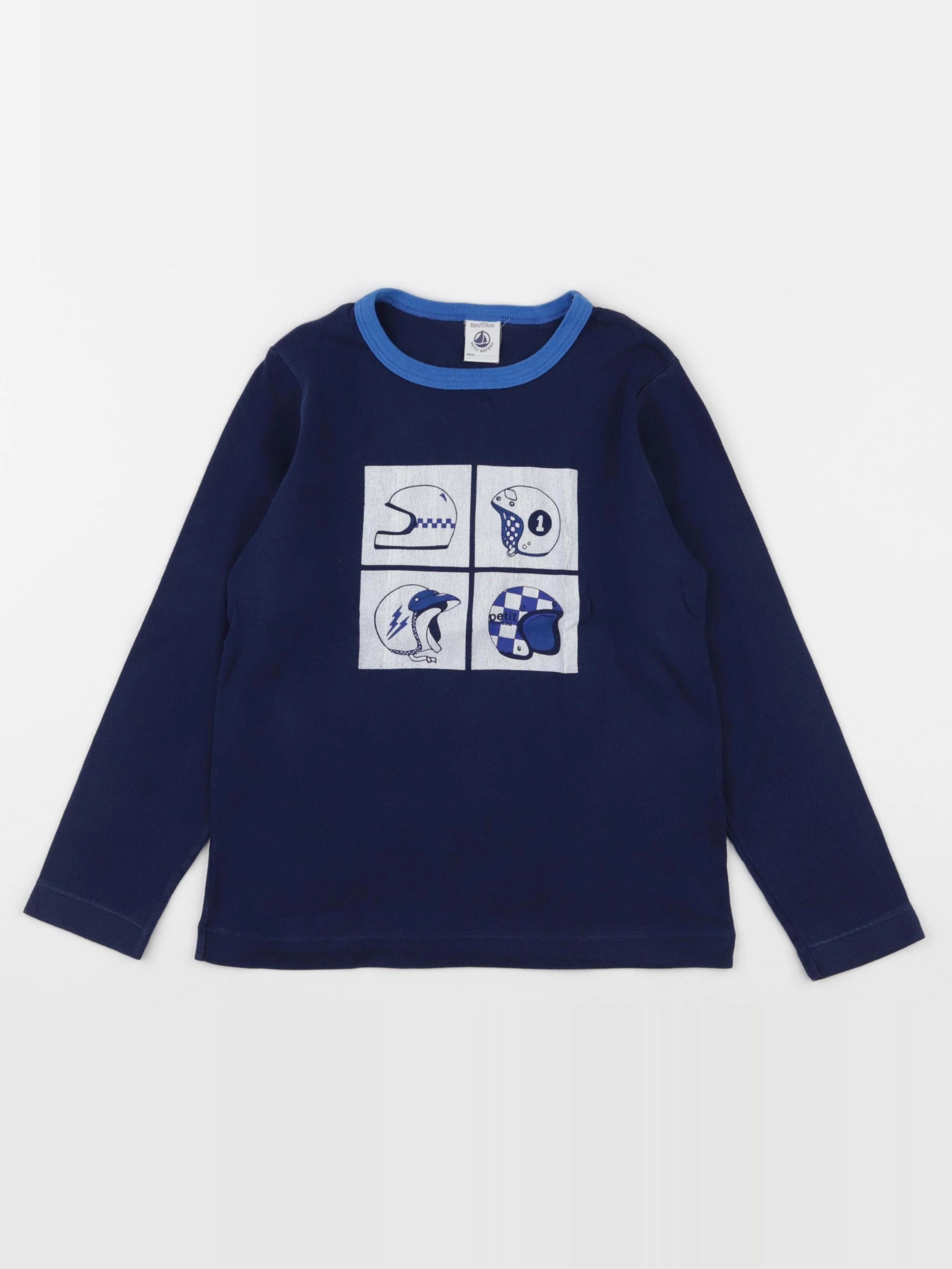 Petit Bateau - tee-shirt bleu - 8 ans