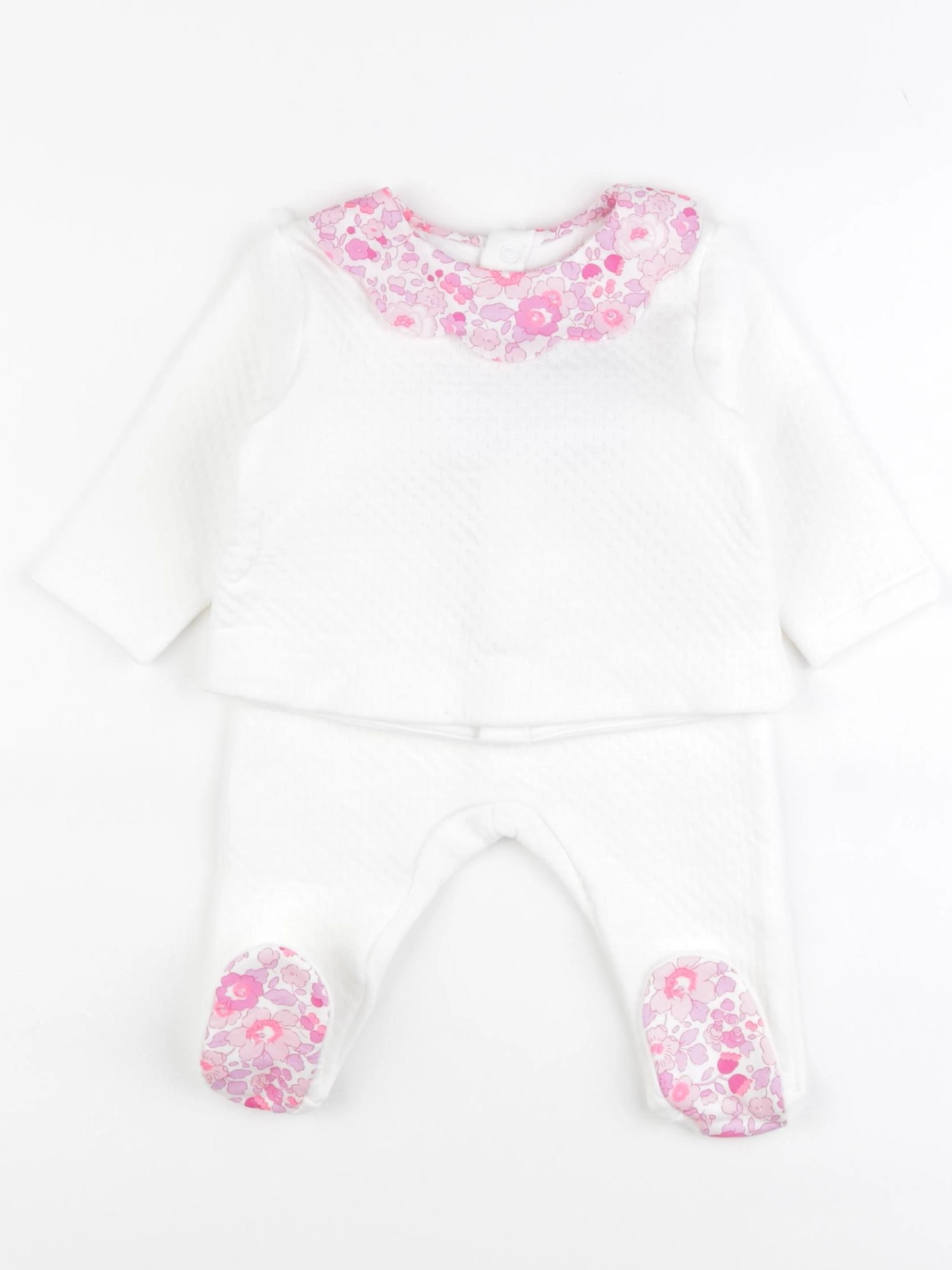Jacadi - ensemble blanc, rose - 6 mois