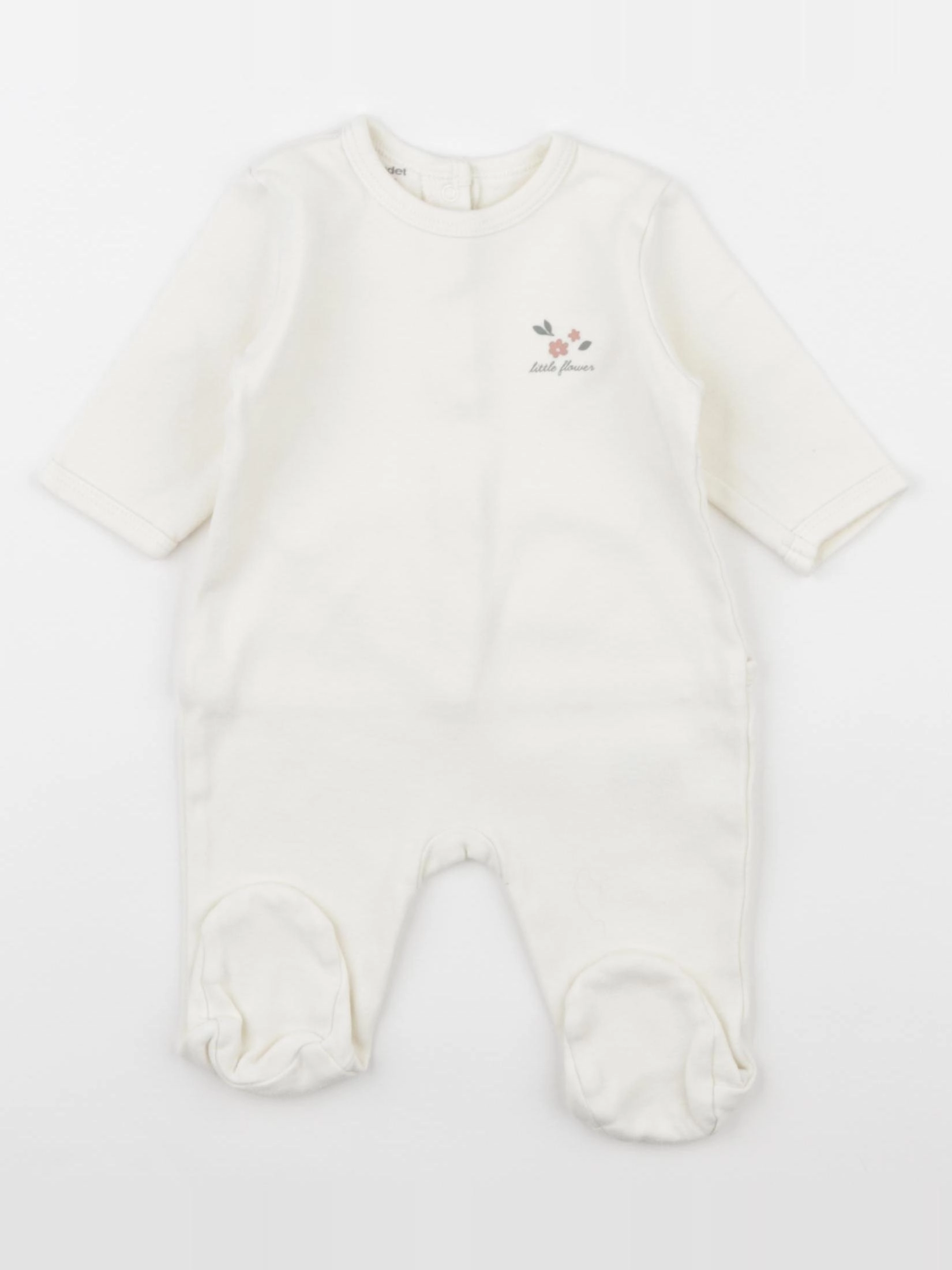 Vertbaudet - pyjama coton beige, blanc - 3 mois