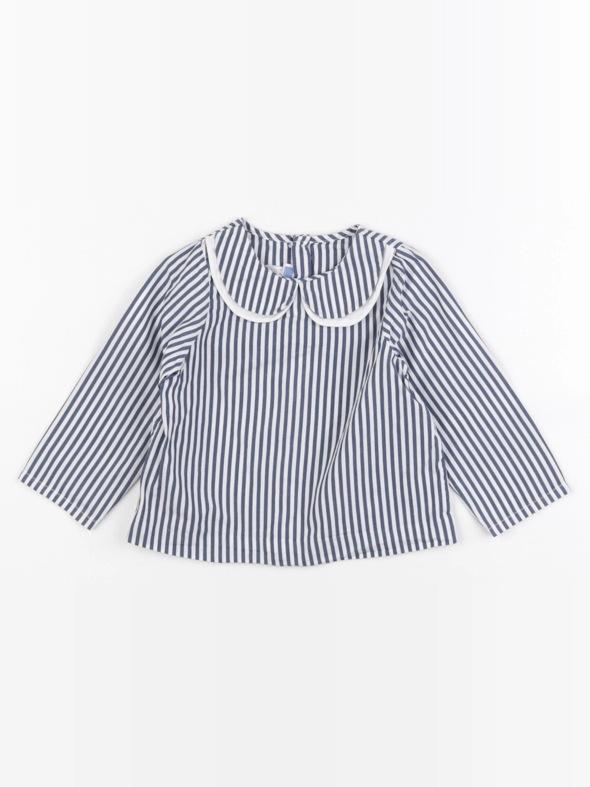 Jacadi - blouse blanc, bleu - 18 mois