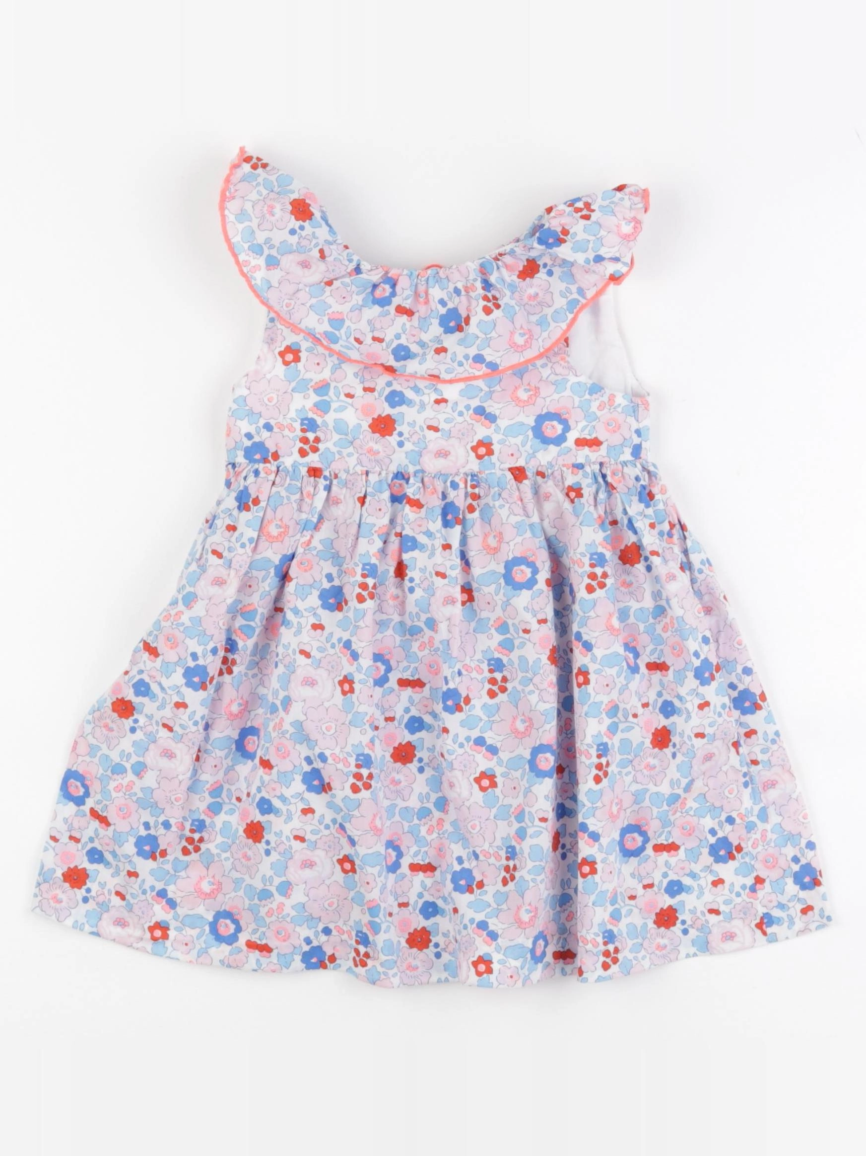 Jacadi - robe liberty bleu, rose, rouge - 18 mois