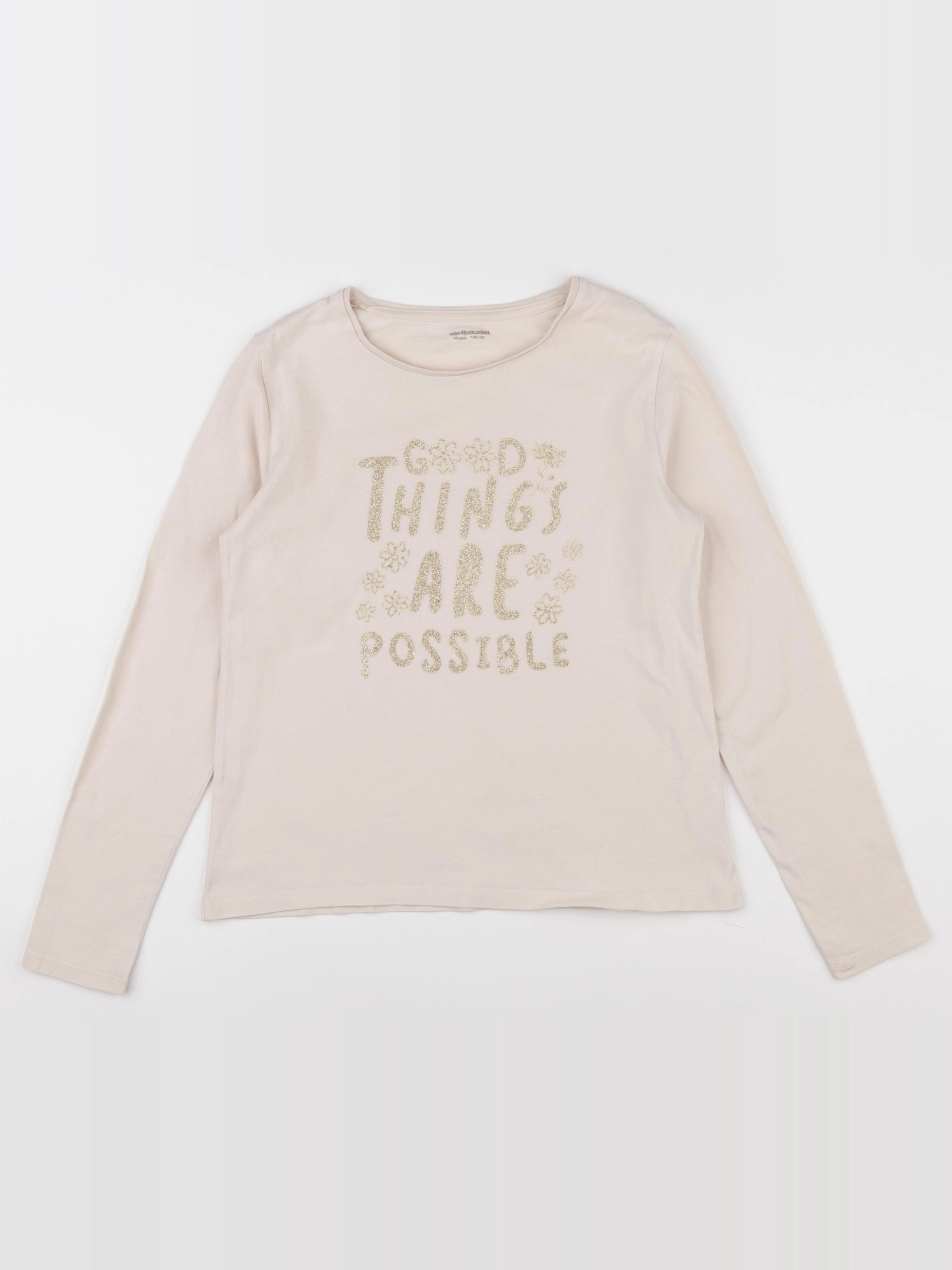 Vertbaudet - tee-shirt beige - 10 ans