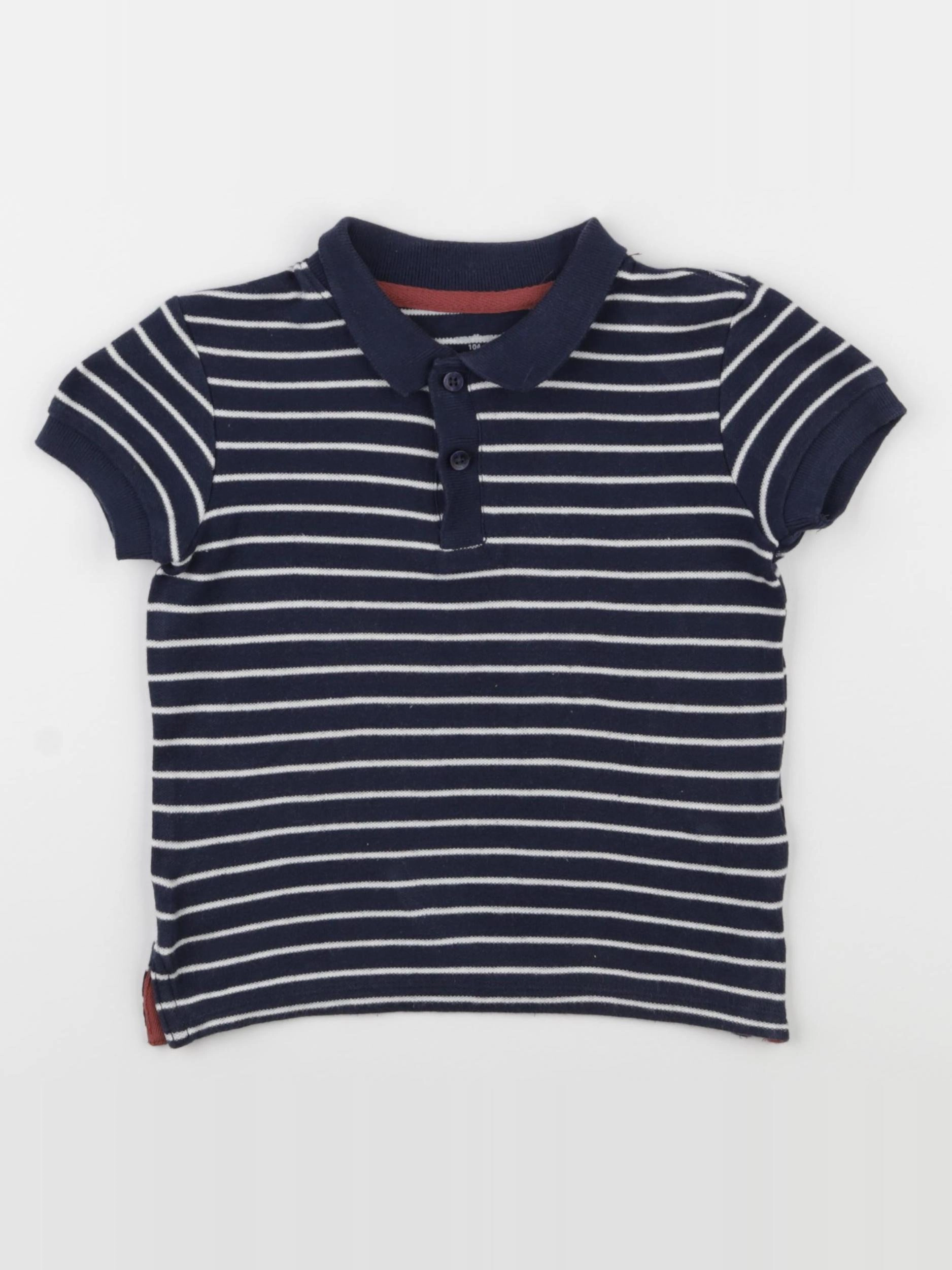 Vertbaudet - polo blanc, bleu - 4 ans