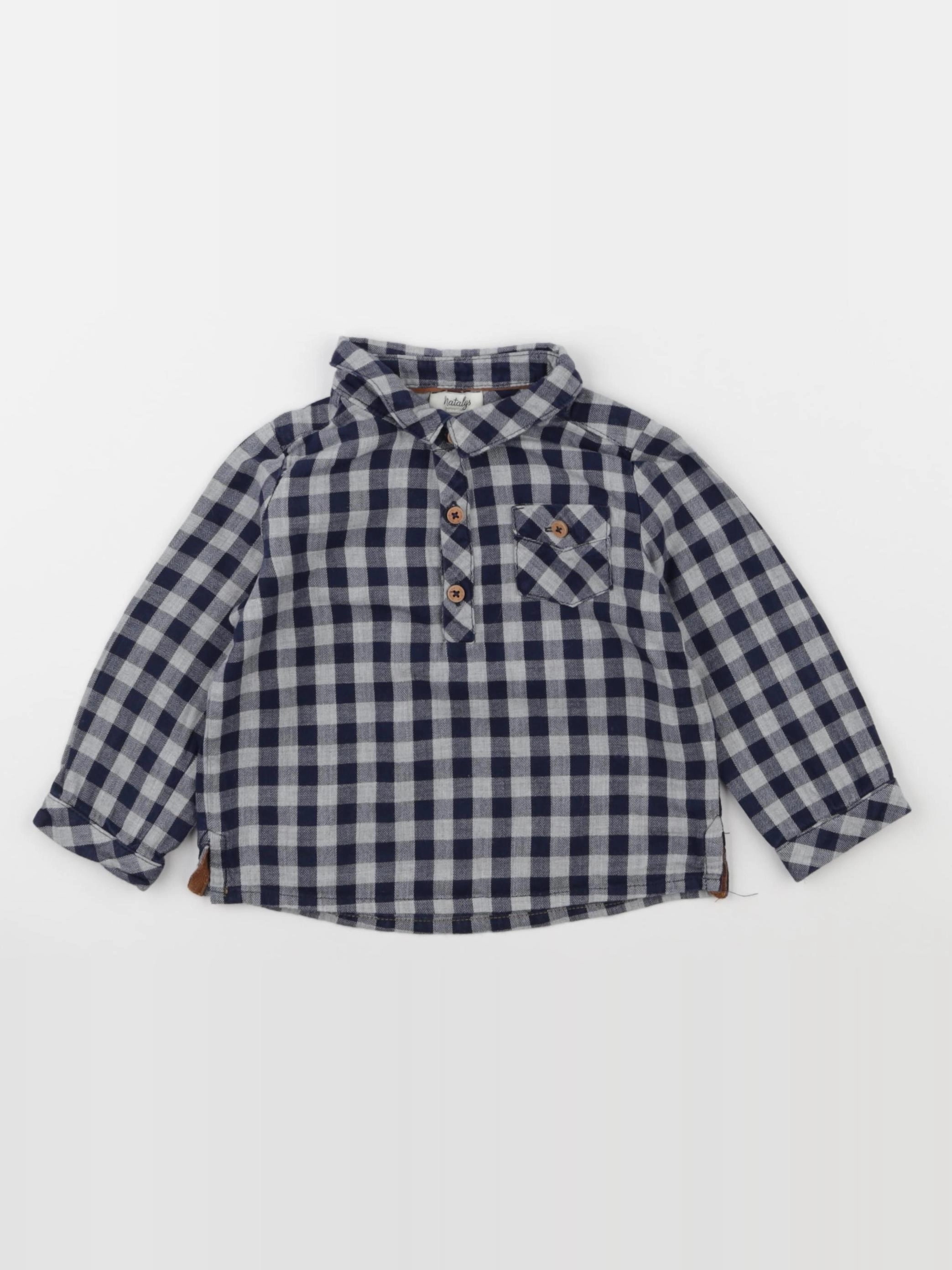 Natalys - chemise bleu - 12 mois