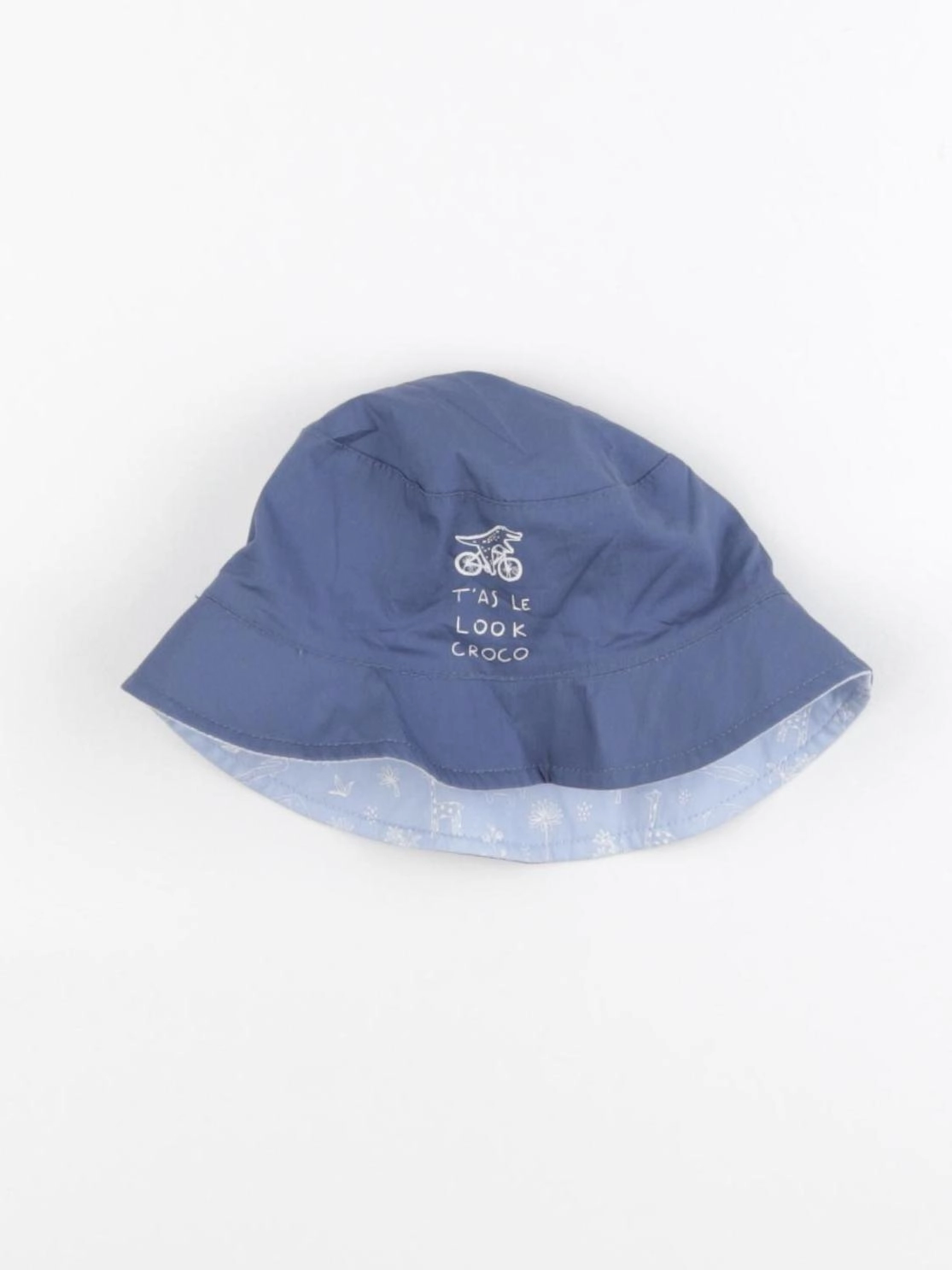 Vertbaudet - chapeau réversible bleu - 3/6 mois