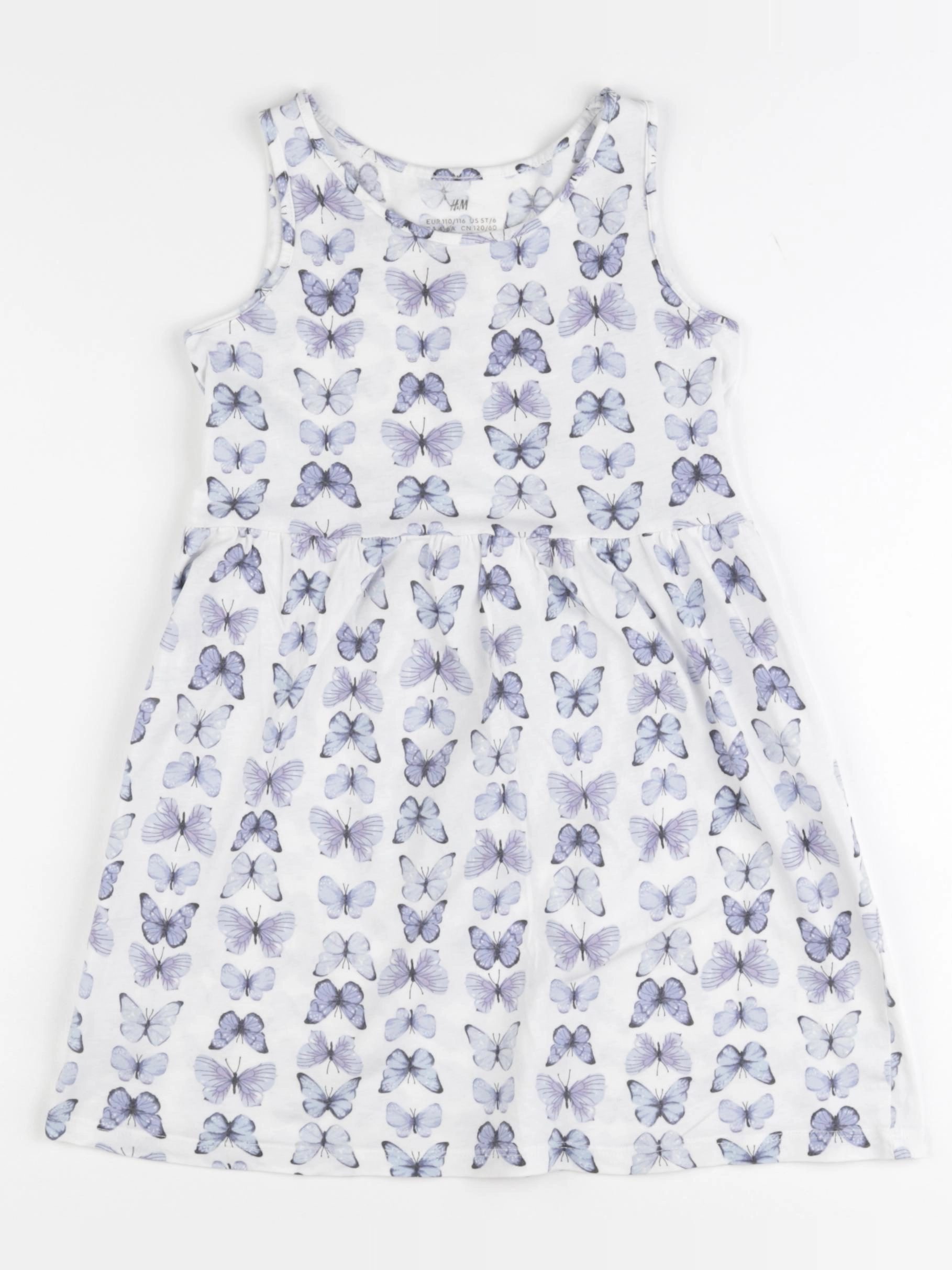 H&M - robe blanc, bleu - 4/6 ans