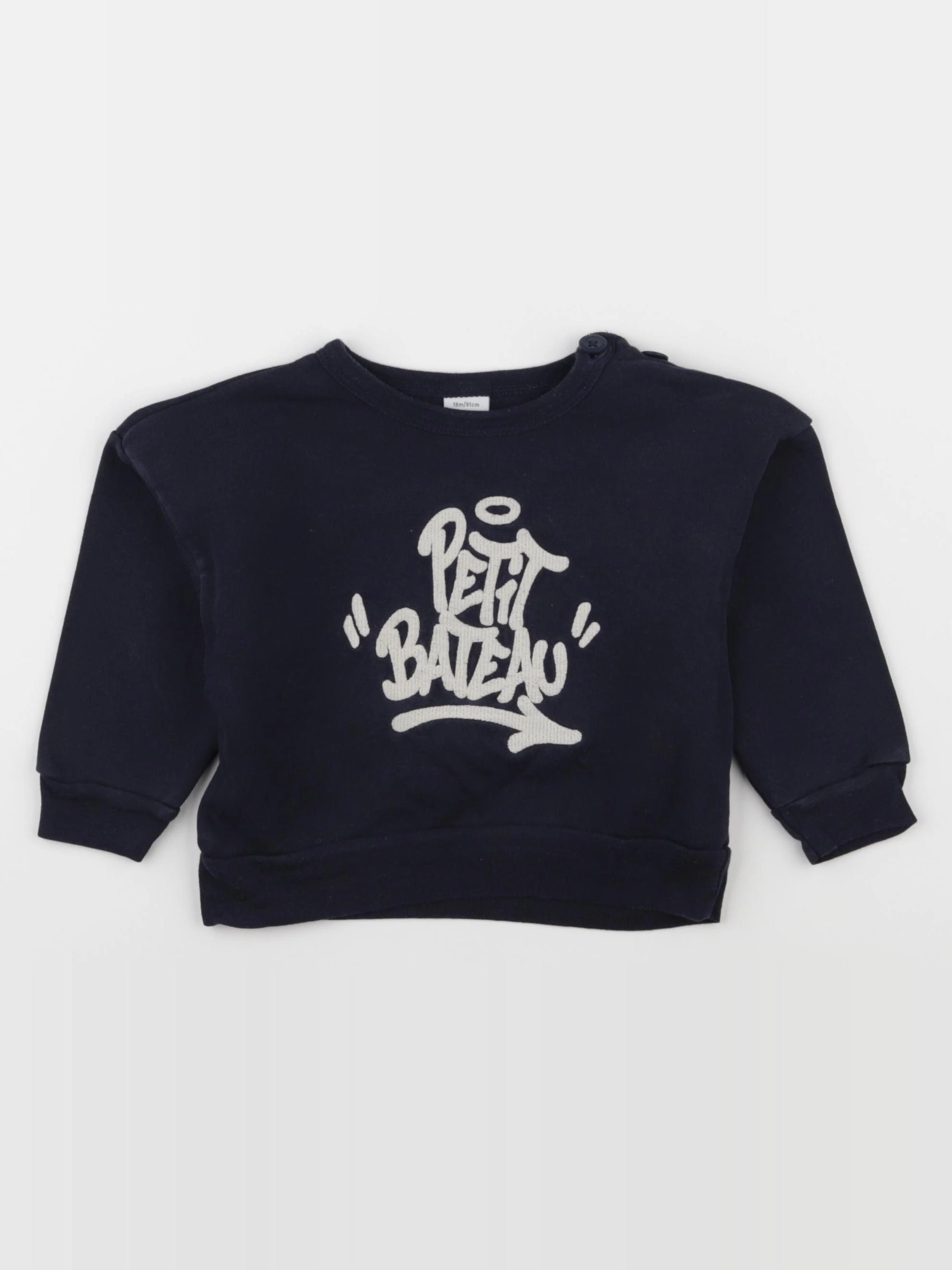 Petit Bateau - sweat bleu - 18 mois