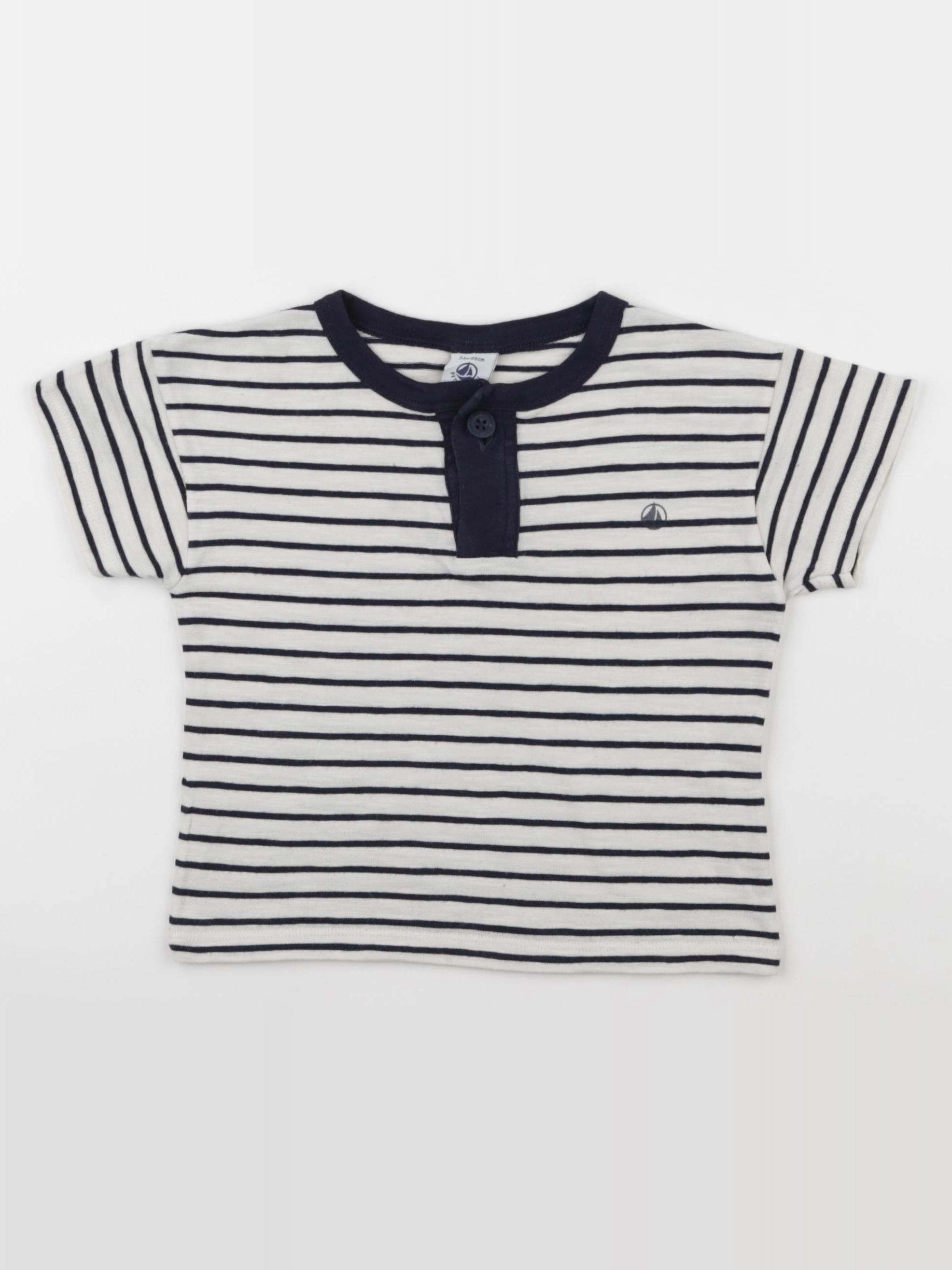 Petit Bateau - tee-shirt blanc, bleu - 24 mois
