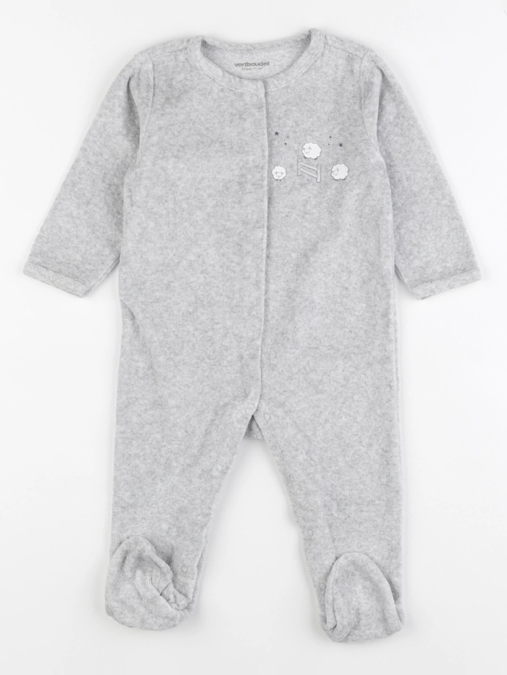 Vertbaudet - pyjama velours gris - 9 mois