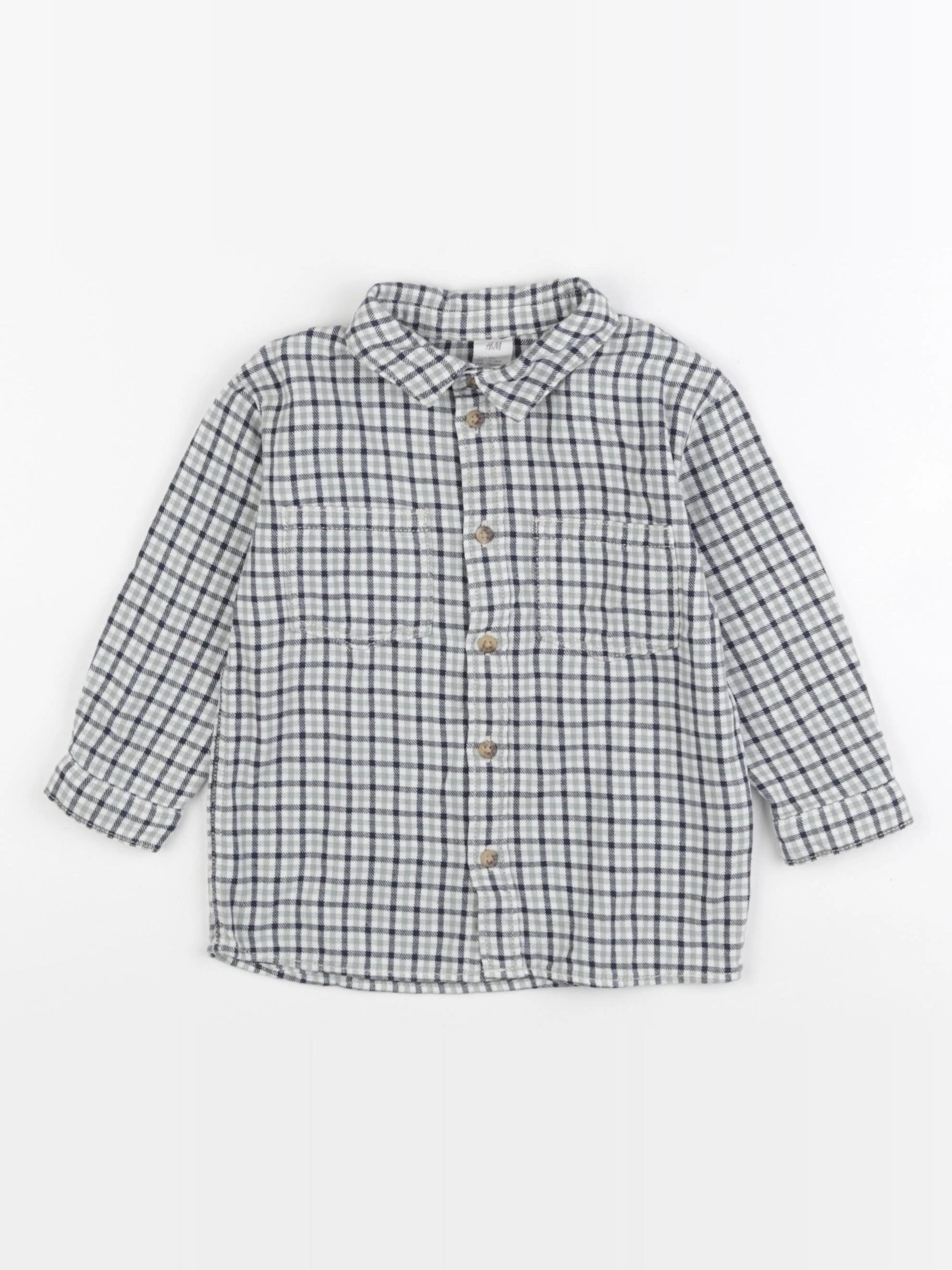 H&M - chemise bleu, vert - 12/18 mois
