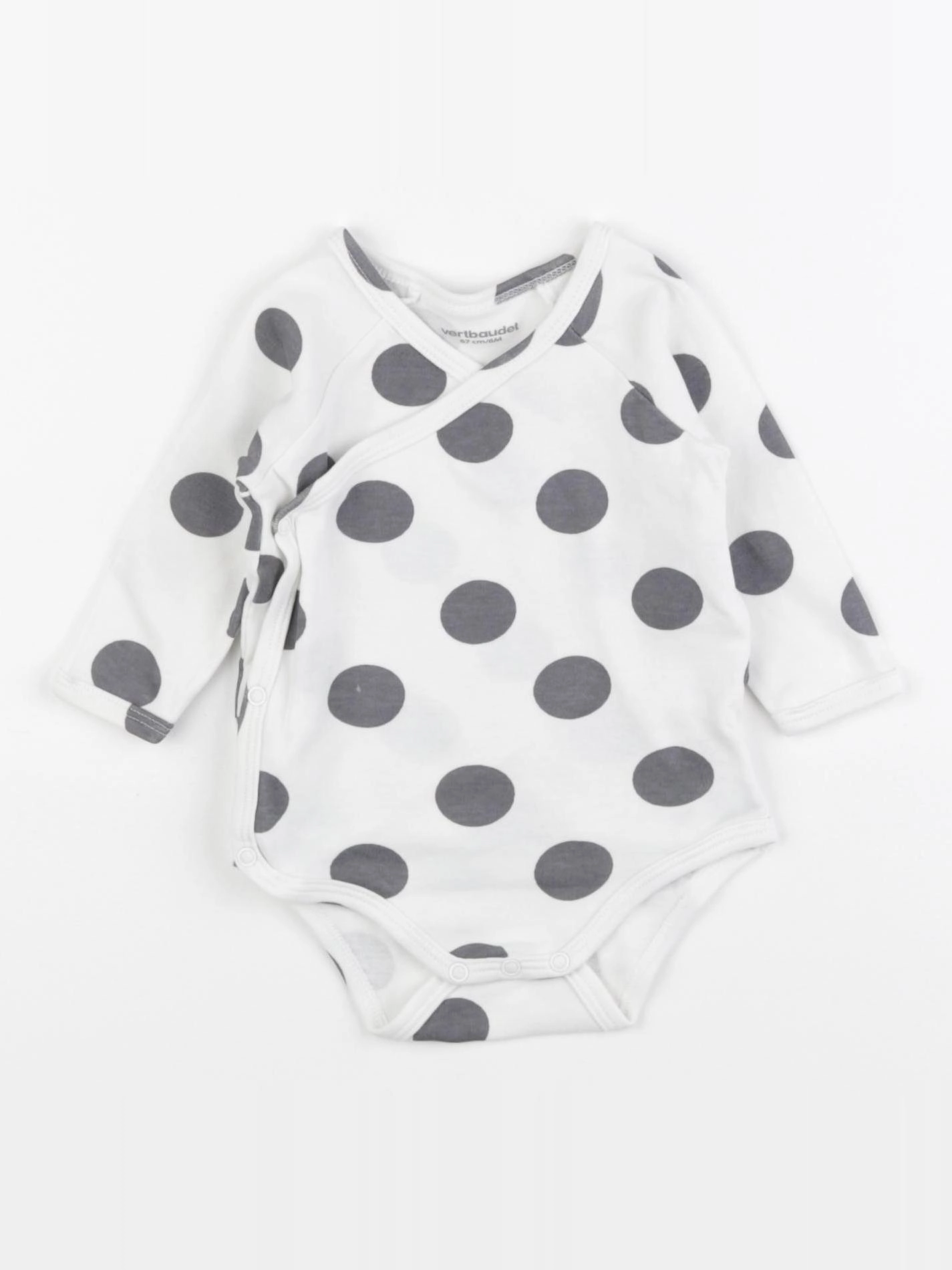 Vertbaudet - body blanc, gris - 6 mois